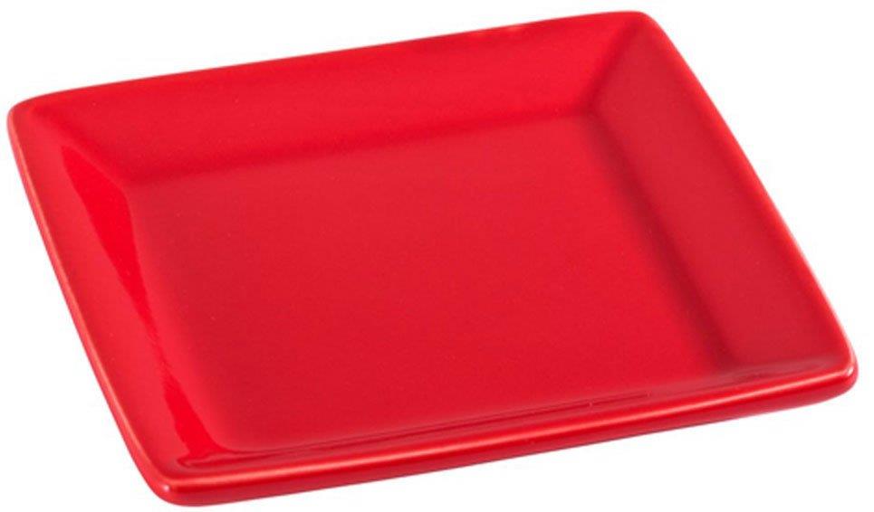 Porselen Minimal Düz Tabak Kırmızı