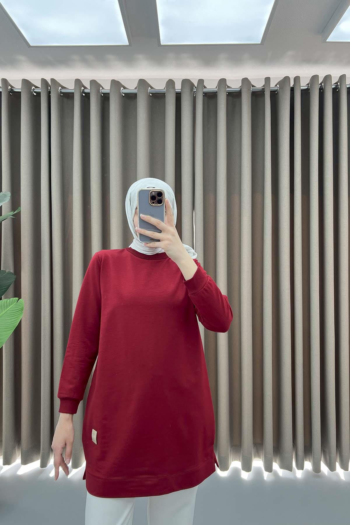 Armalı Sweat Tunik Kırmızı