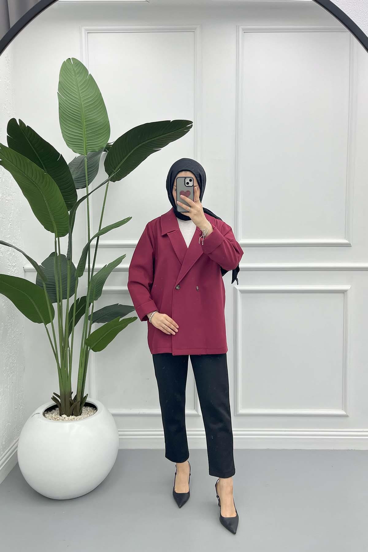 Astarsız Oversize Ceket Bordo