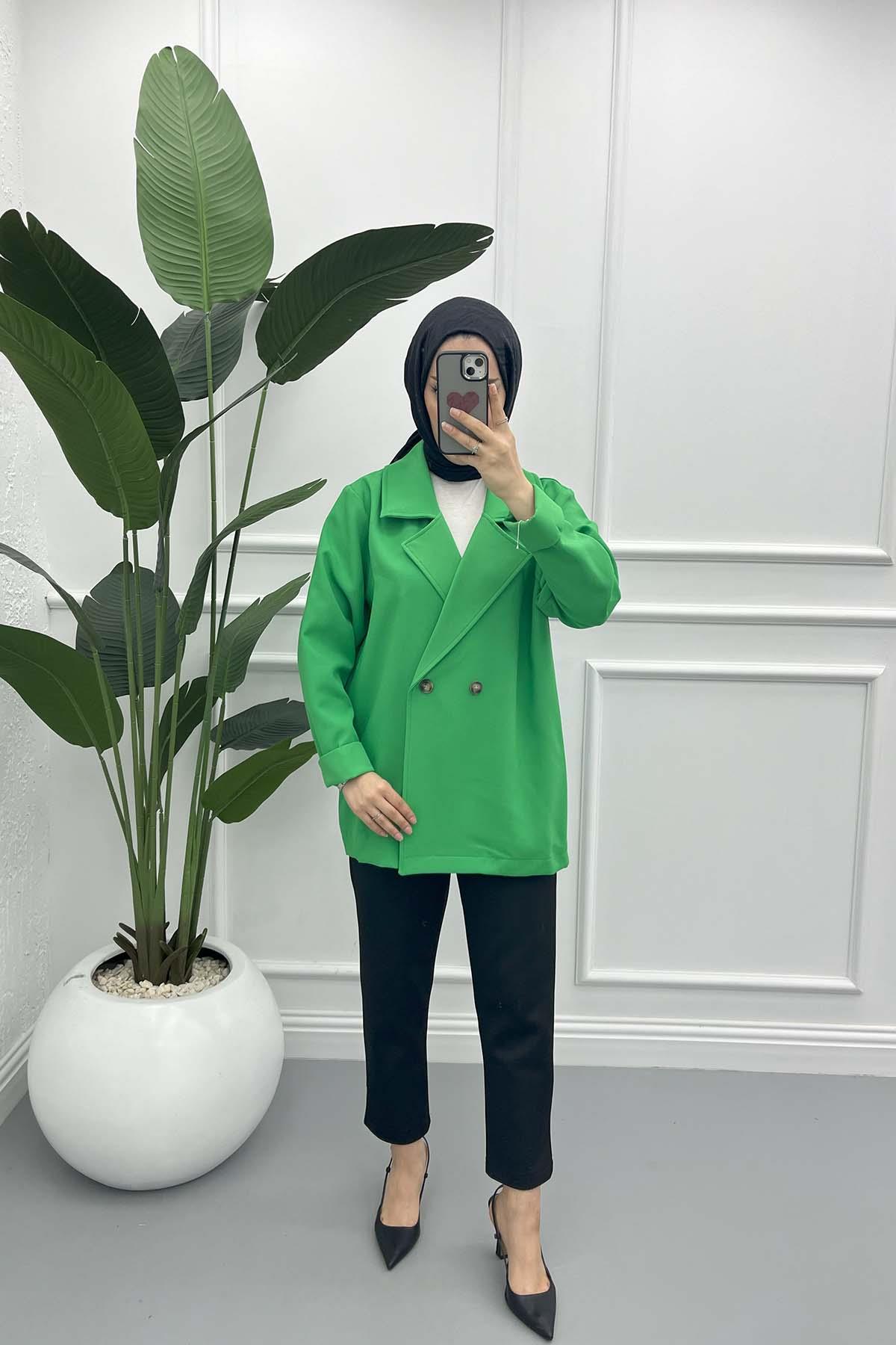 Astarsız Oversize Ceket Çimen