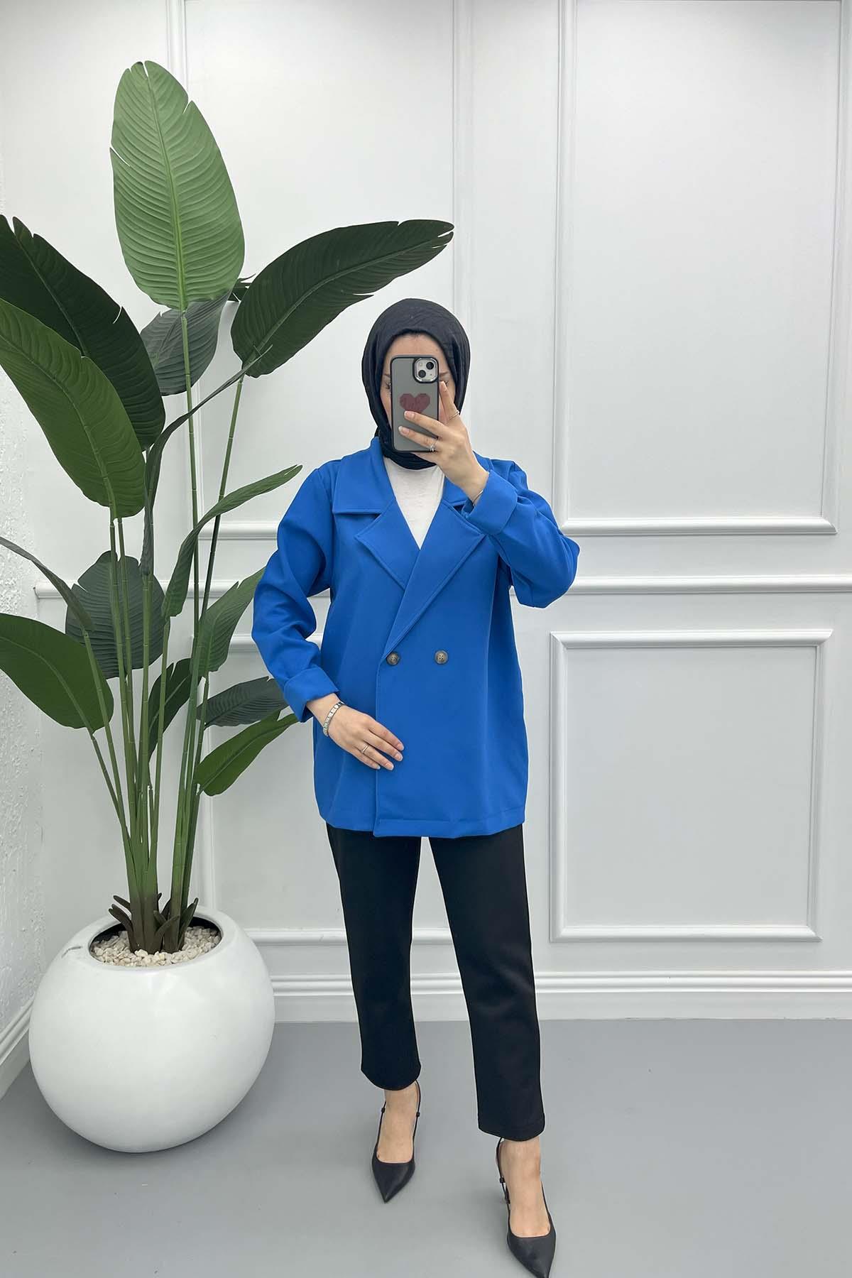 Astarsız Oversize Ceket Mavi