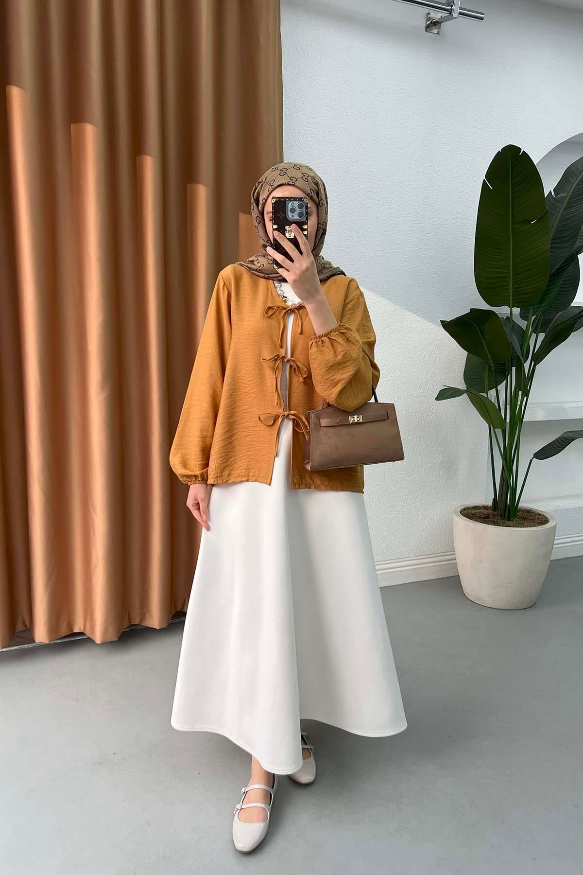 Bağlamalı Bluz Camel