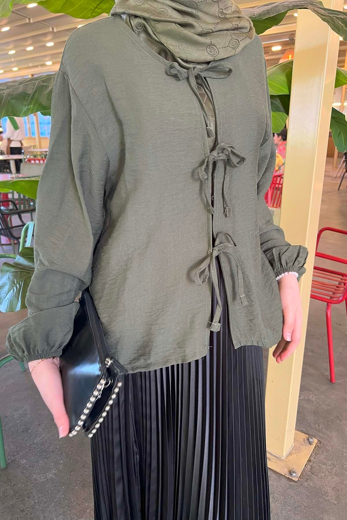 Bağlamalı Bluz Haki