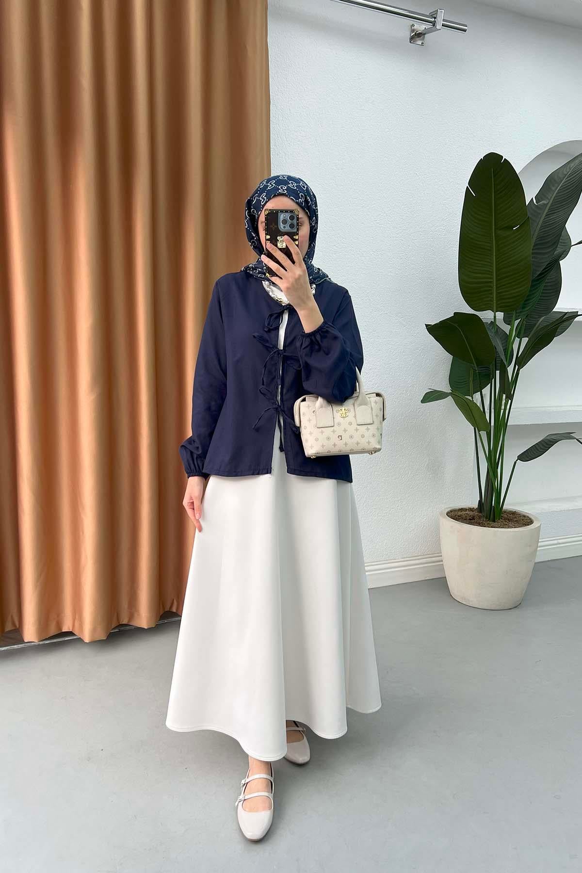 Bağlamalı Bluz Lacivert
