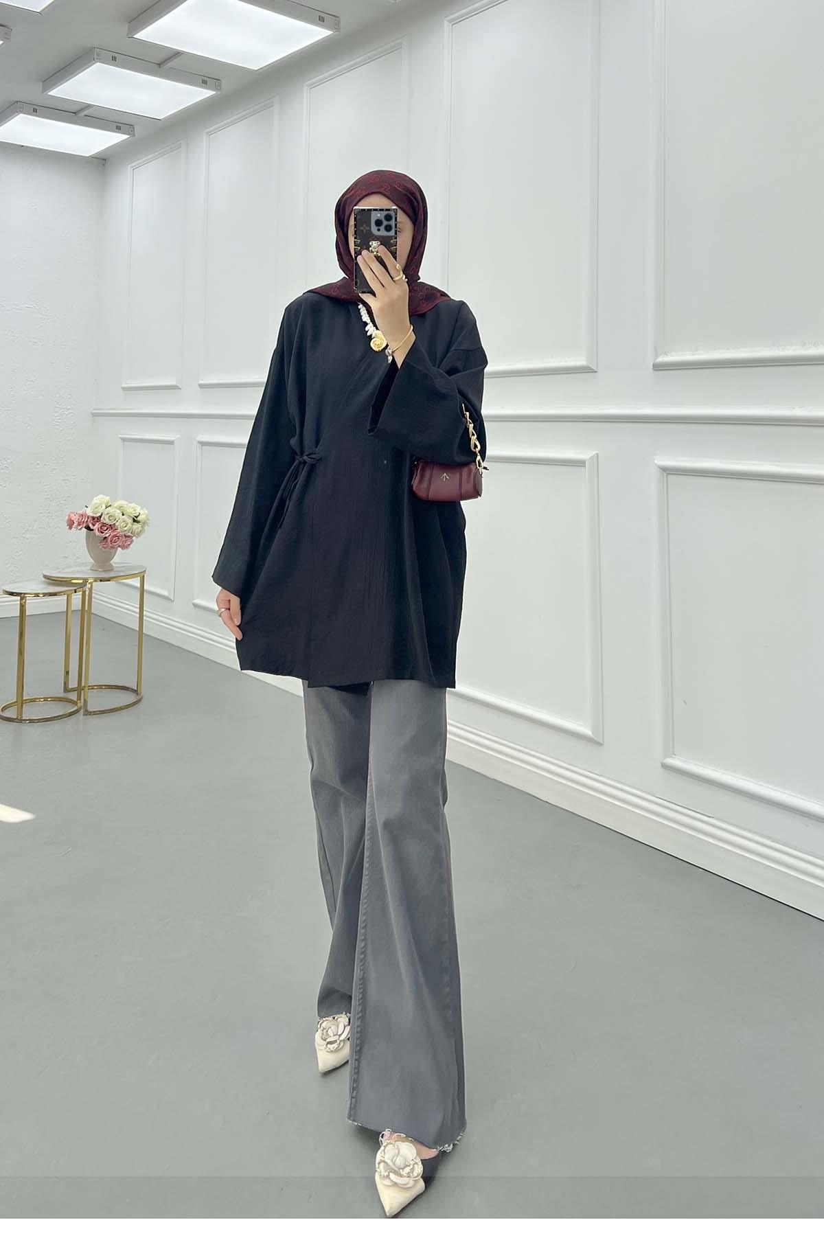 Bağlamalı Kimono Siyah