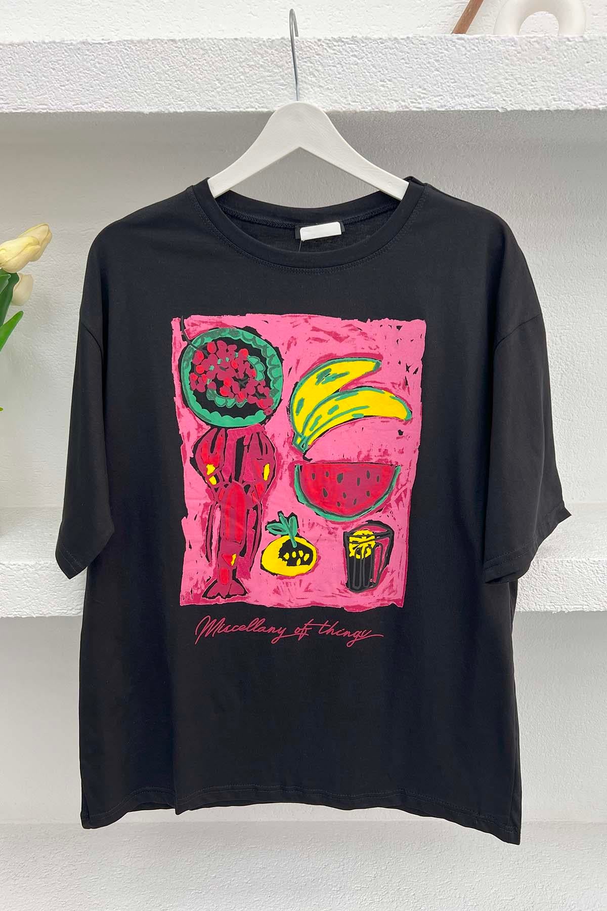 Baskılı T-Shirt Siyah