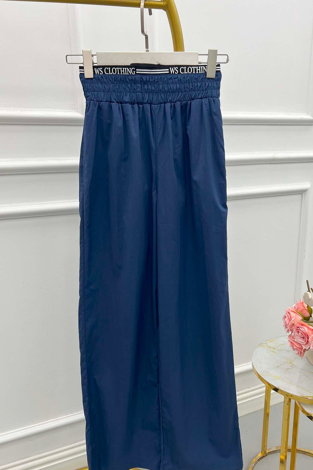 Bel Detaylı Pantalon Lacivert