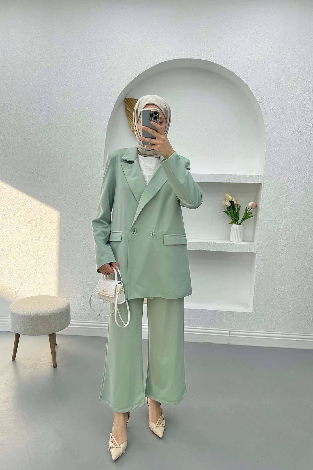 Blazer Ceket Takım Su Yeşili