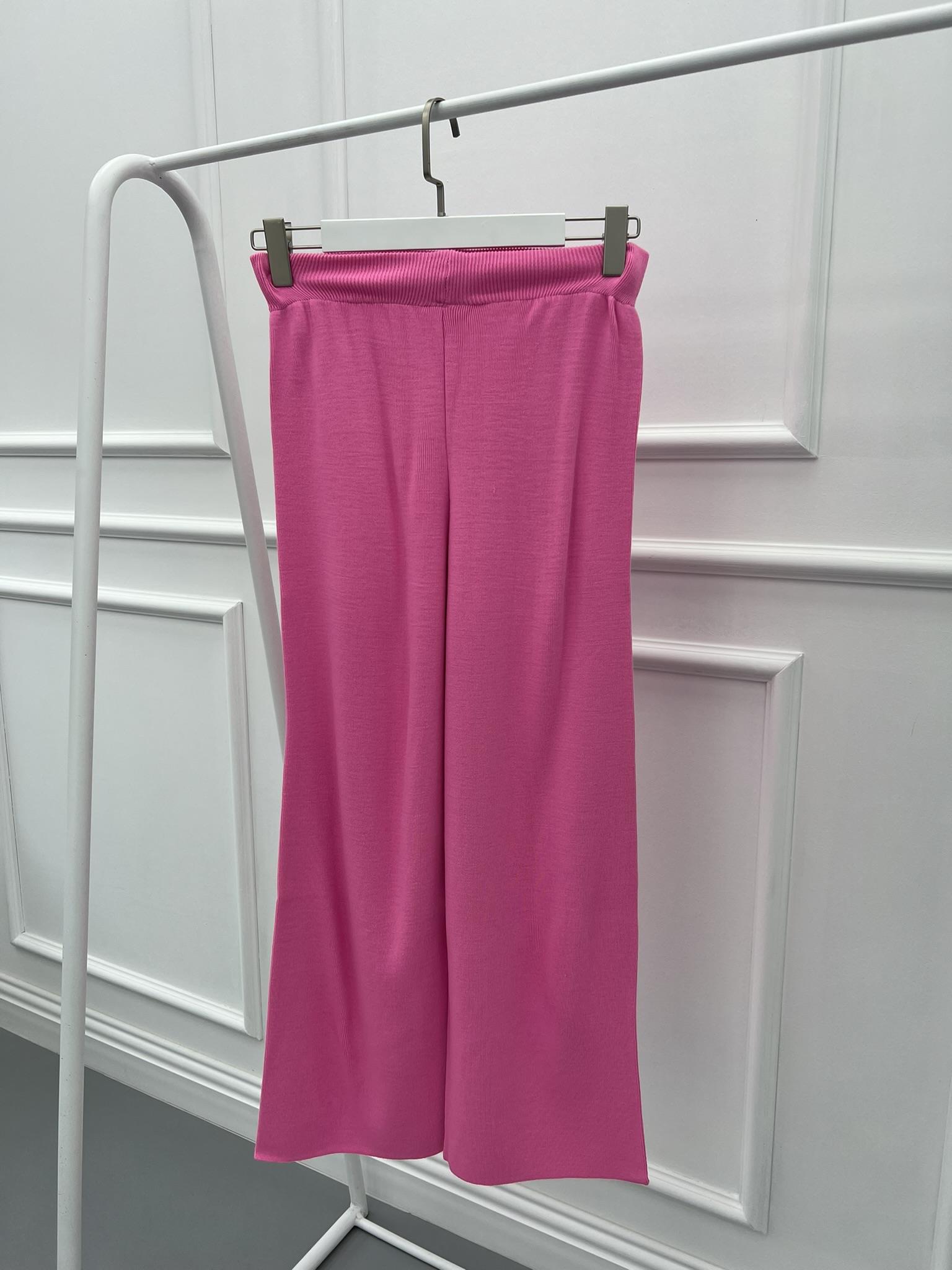 Bol Paça Triko Pantolon Pembe