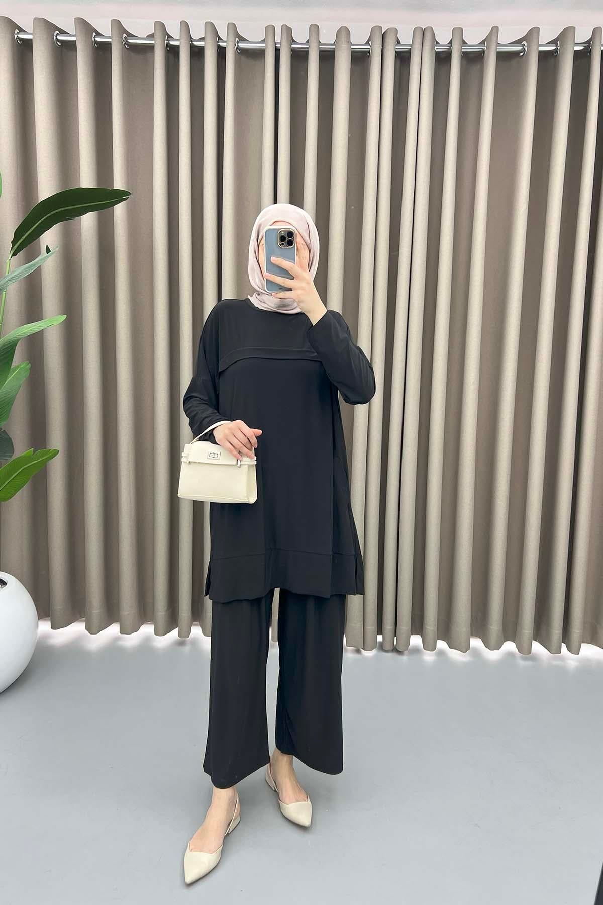 Cepli Bluz Takım Siyah