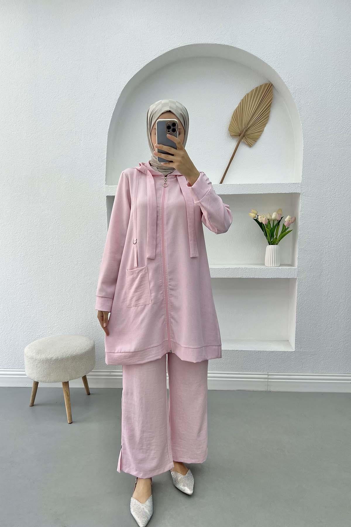 Cepli Tunik Takım Pembe