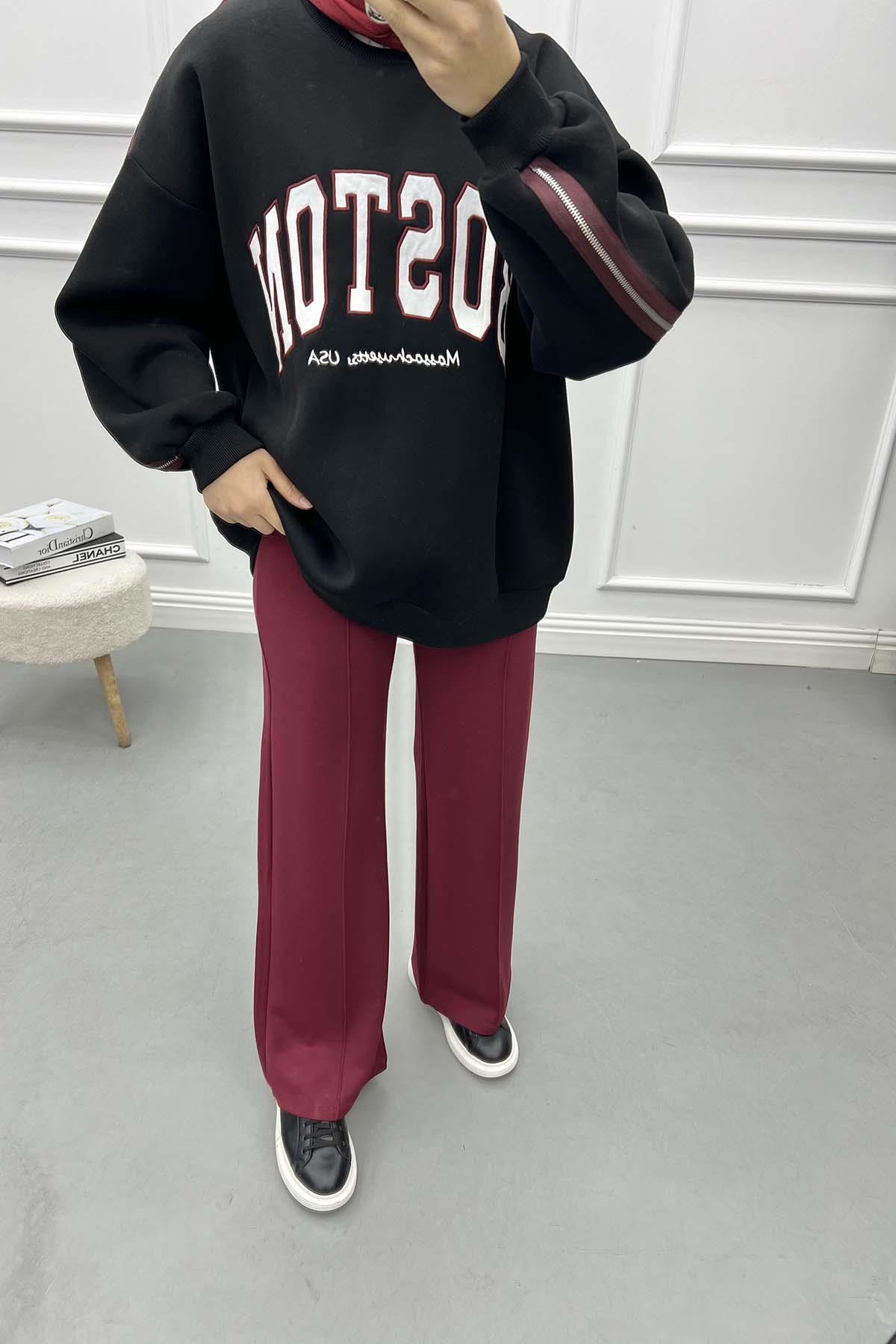 Çımalı Pantolon Bordo