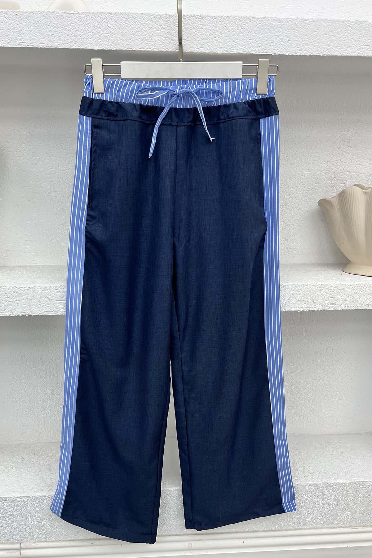 Çizgi Detaylı Pantolon Lacivert