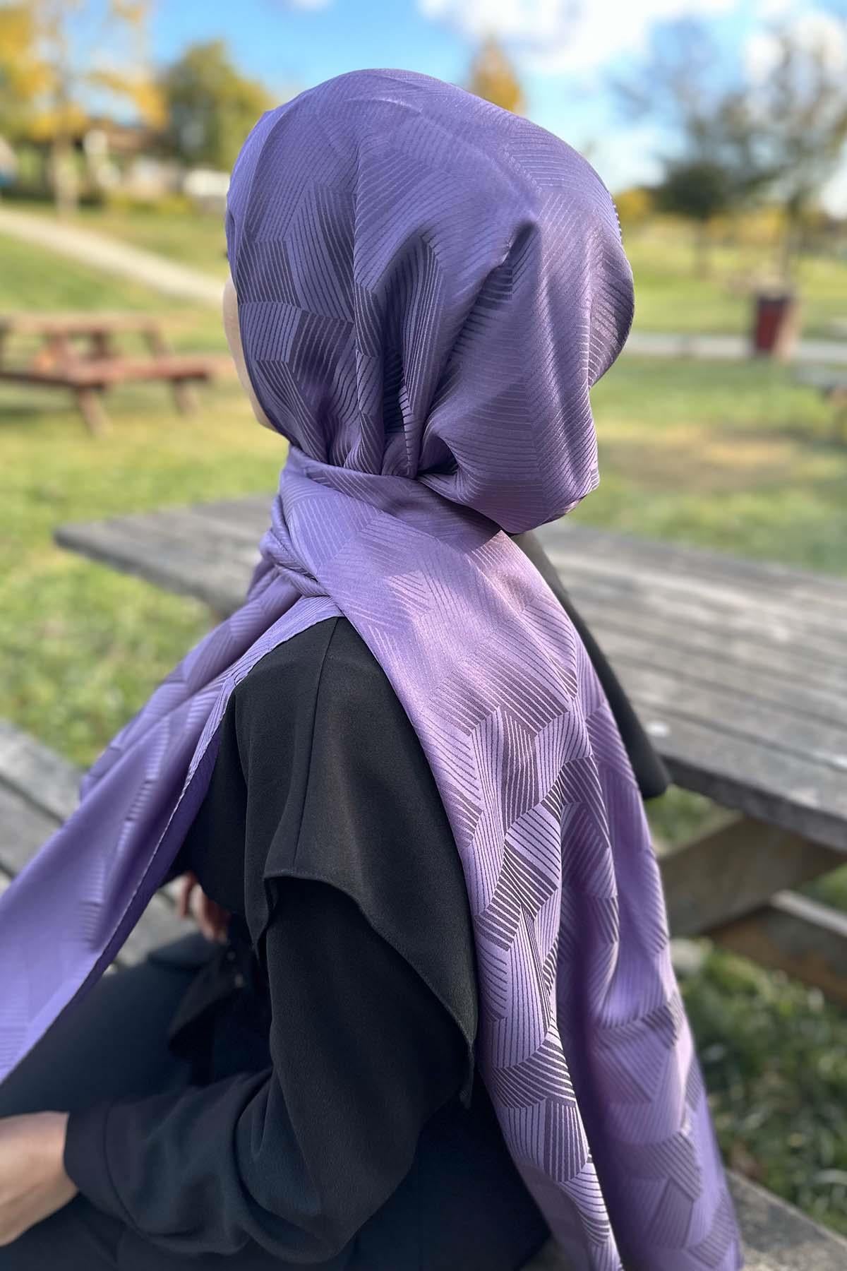 Çizgi Detaylı Şal Mor