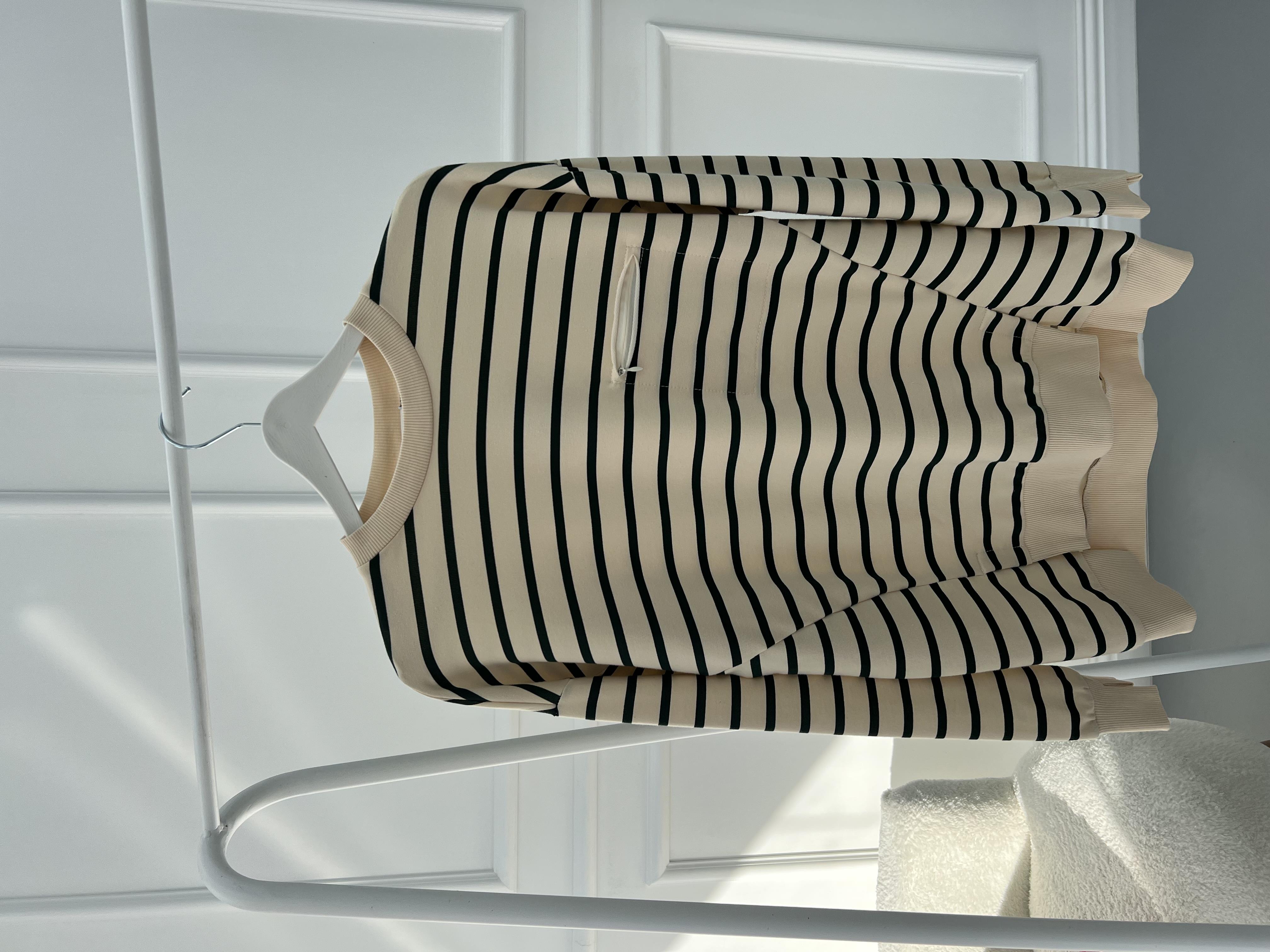 Çizgili Sweatshirt Bej-Yeşil