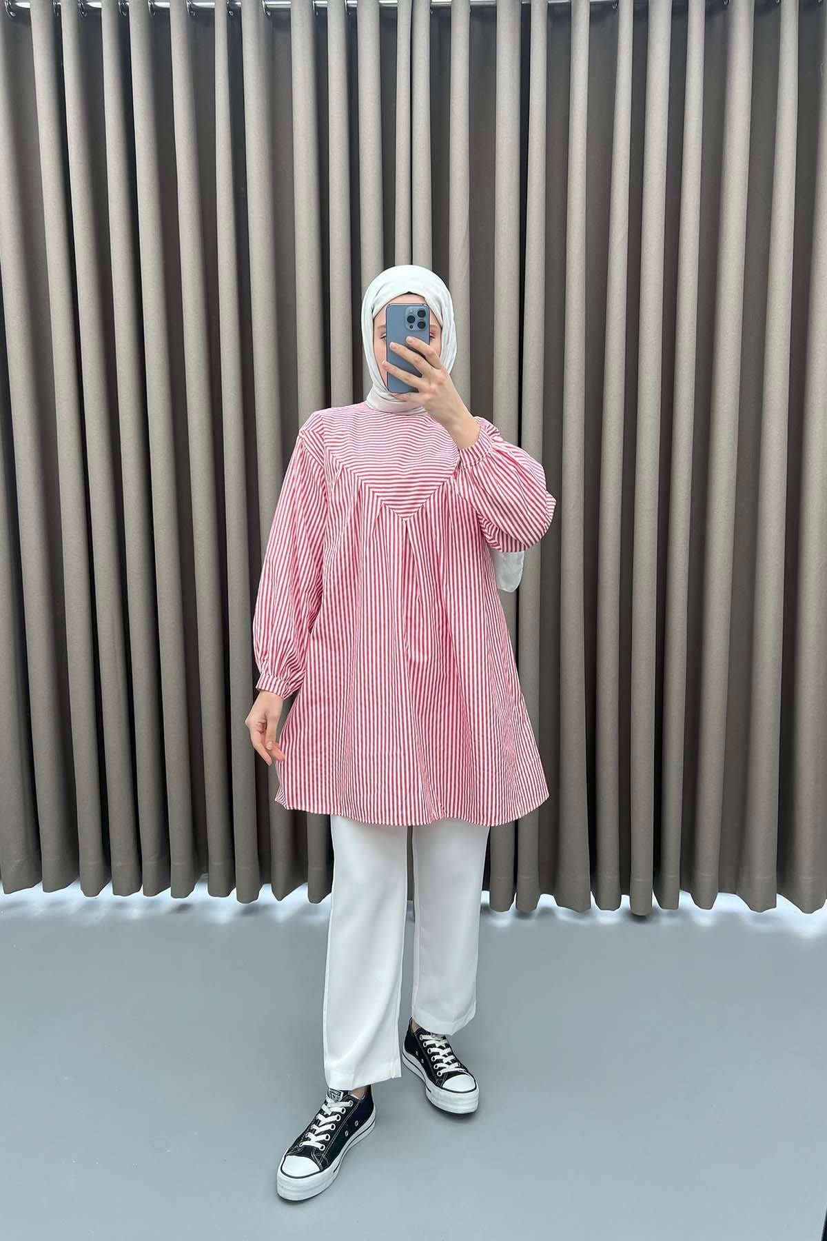 Çizgili Tunik Kırmızı