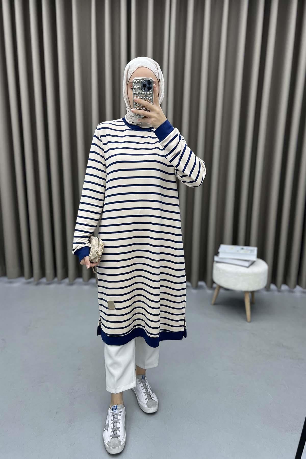 Çizgili Tunik Lacivert