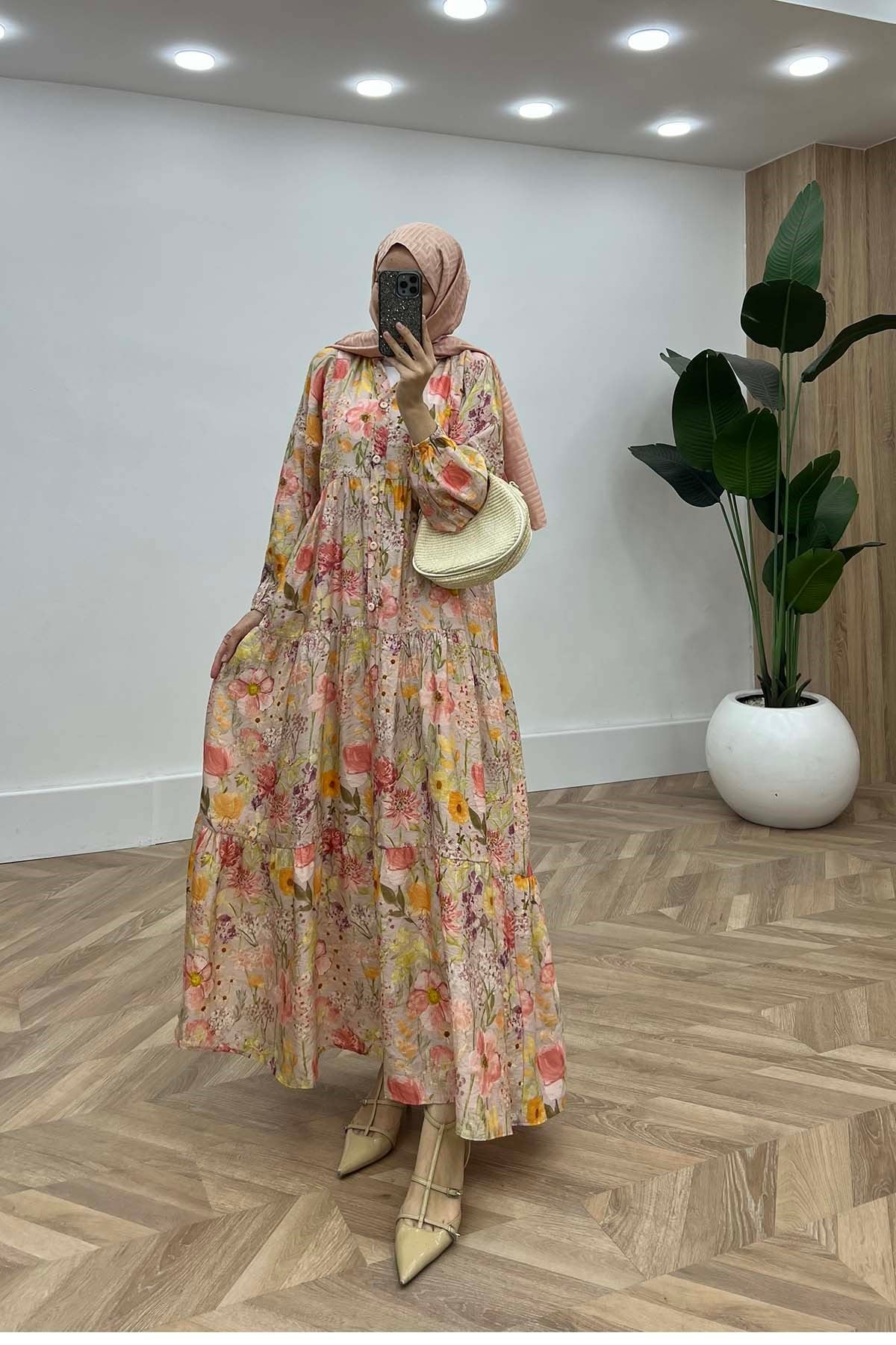 Desenli Mango Elbise Çok Renkli