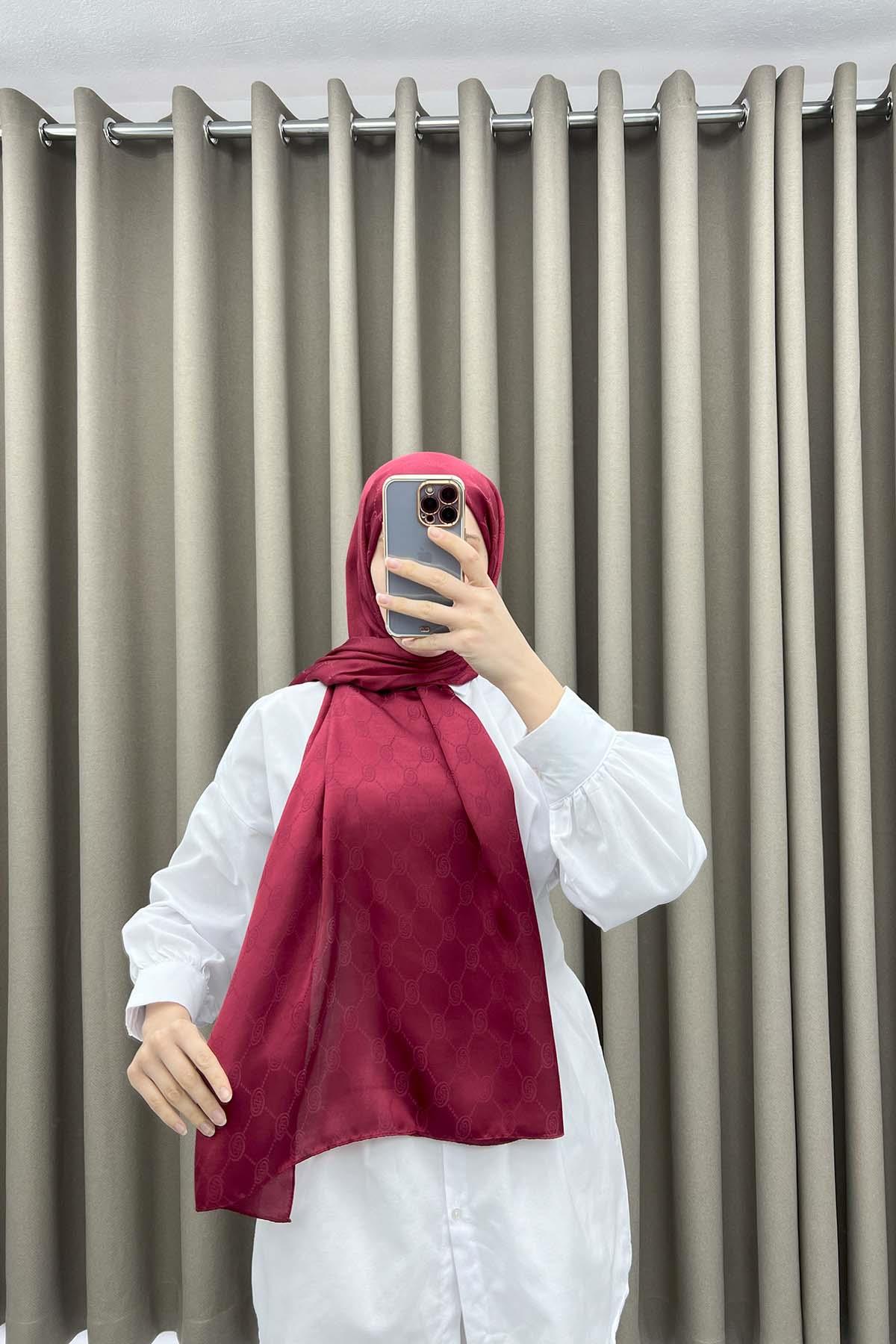 Desenli Şal Bordo