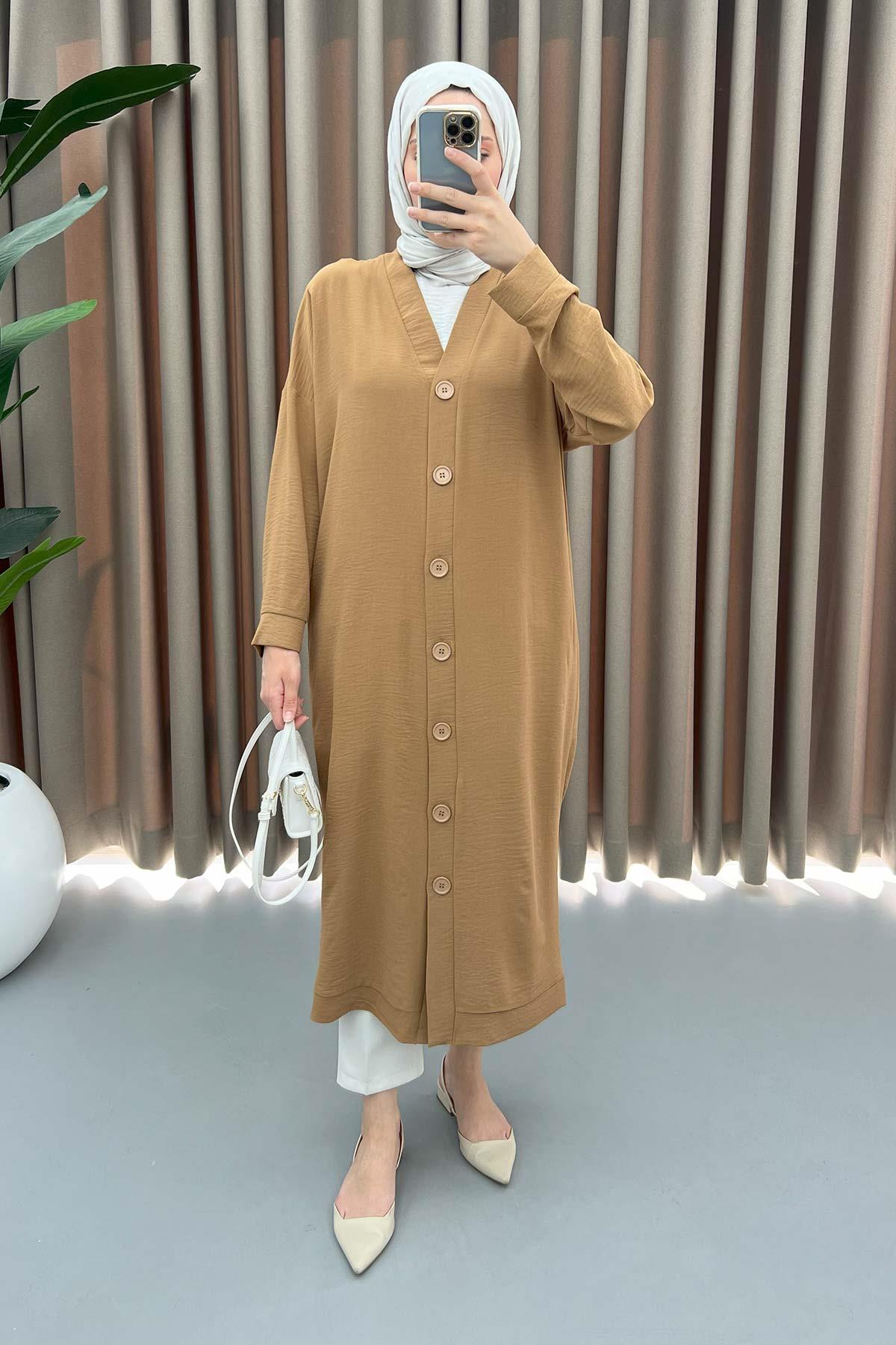 Düğmeli Tunik Camel