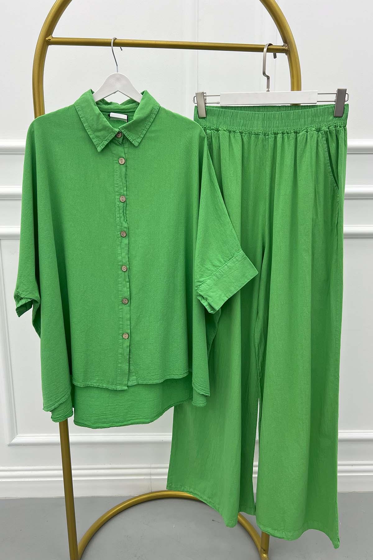 Düşük Omuz Oversize Takım Yeşil
