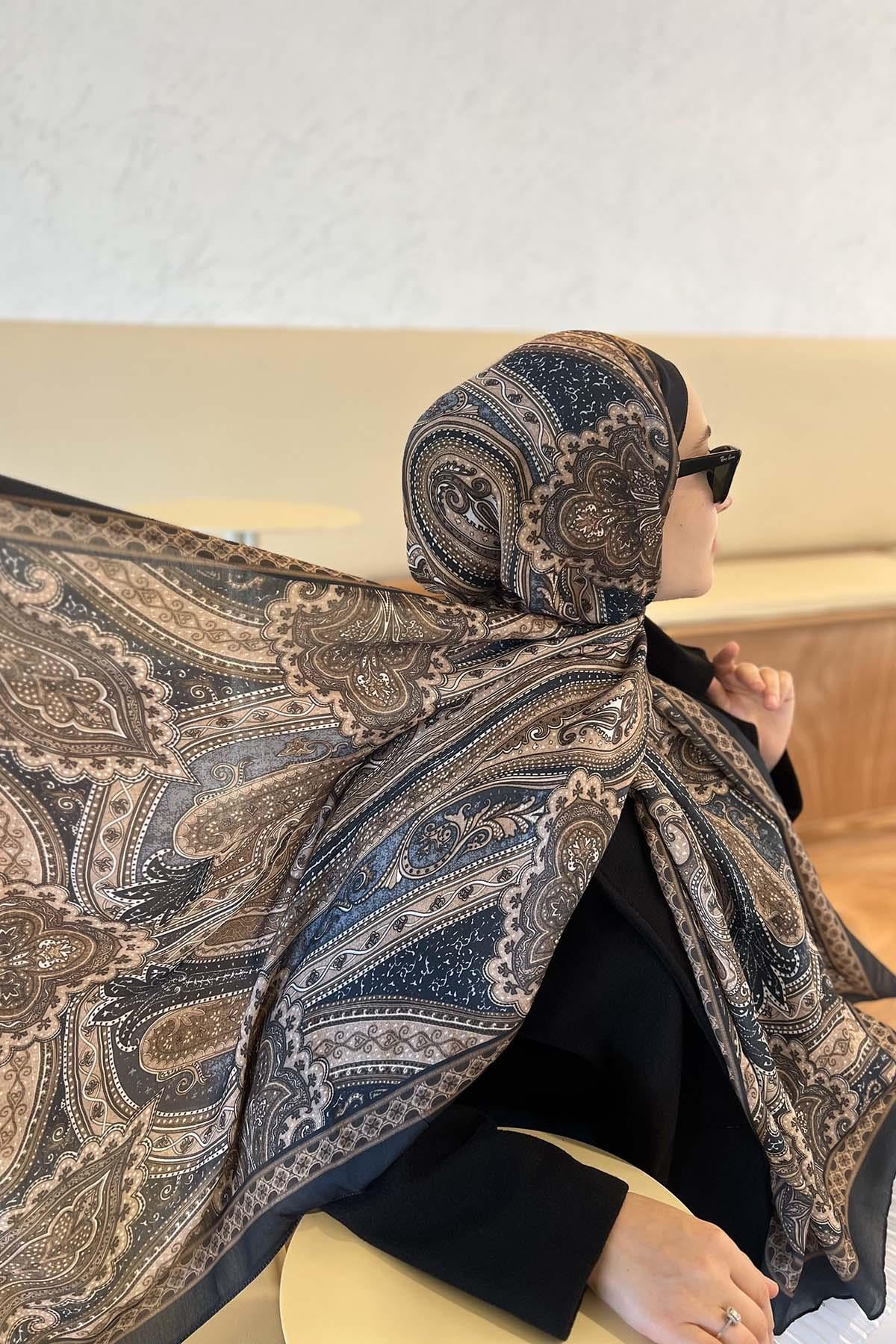 Etnik Desenli Şal Yeşil-Mavi