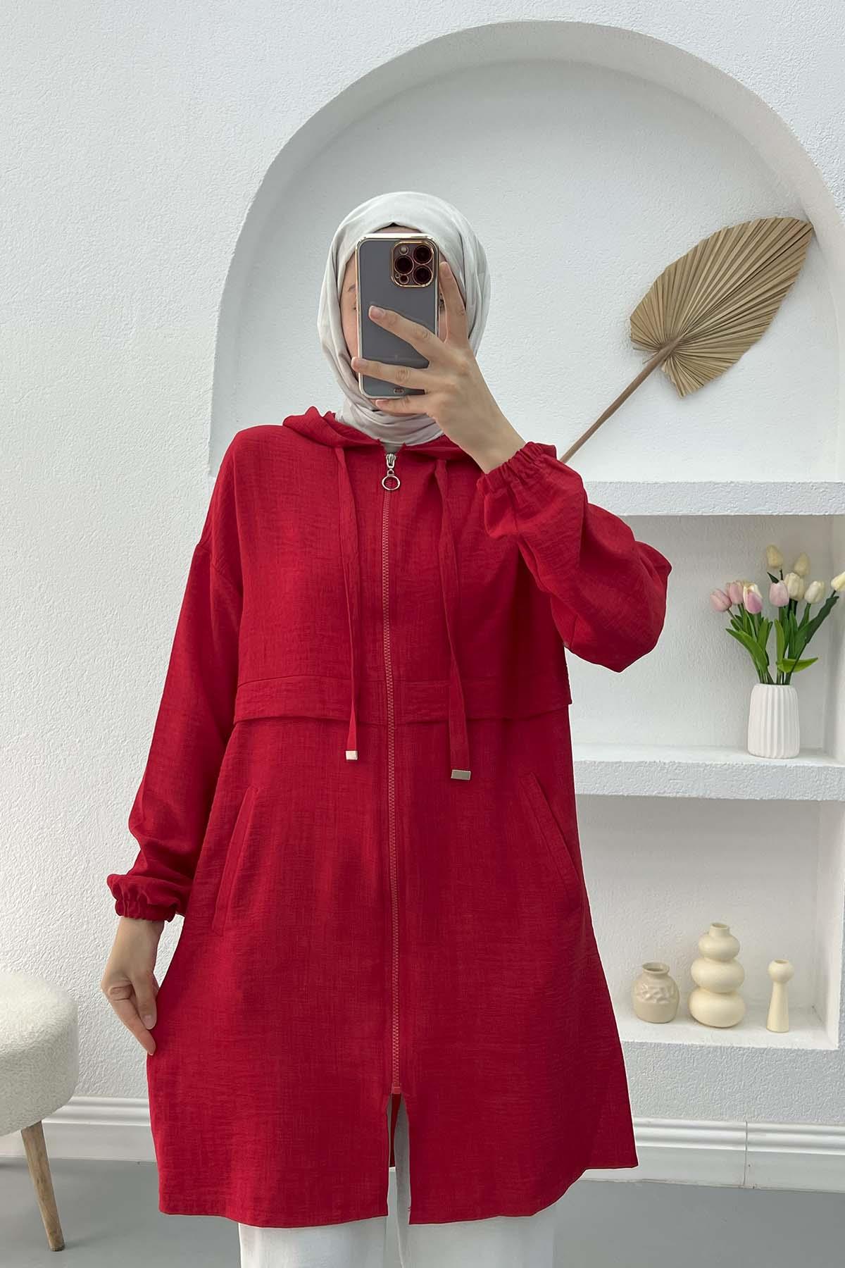Fermuarlı Kap Kırmızı