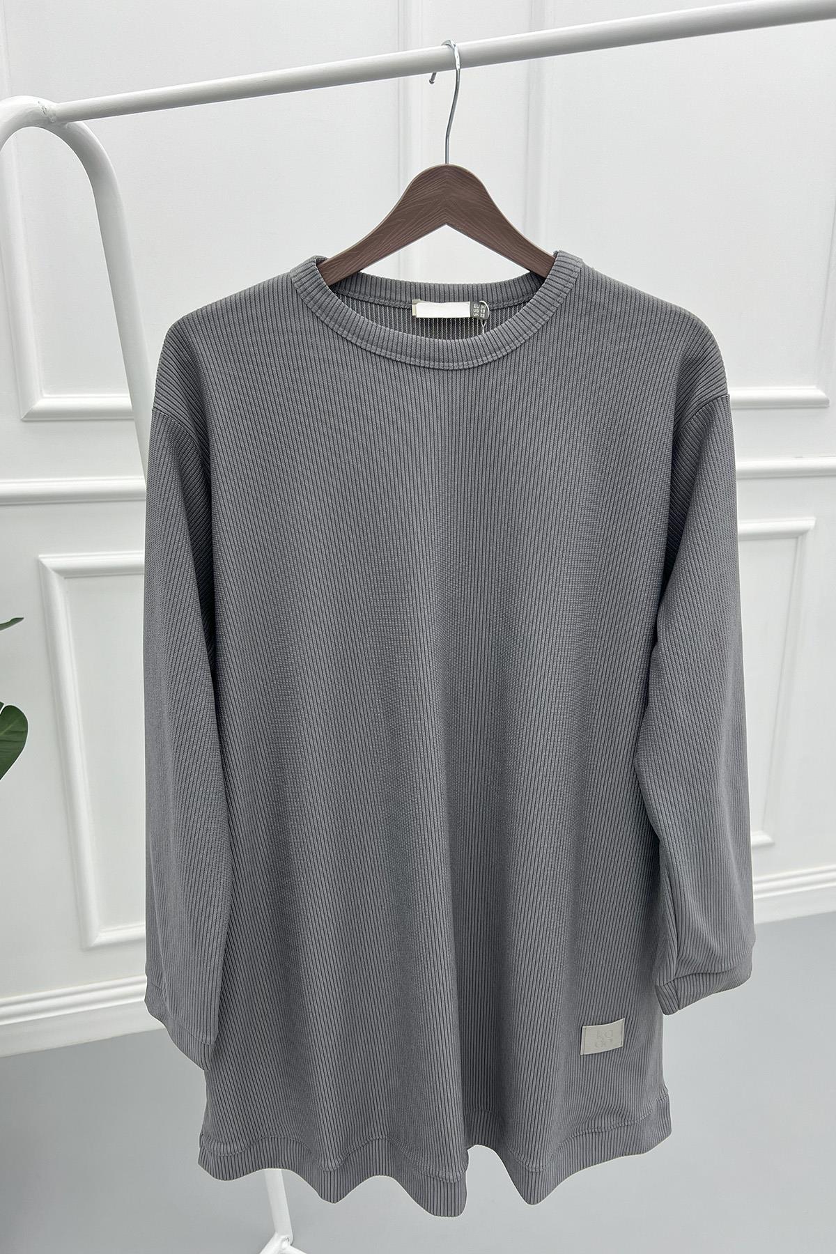 Fitilli Tunik Gri