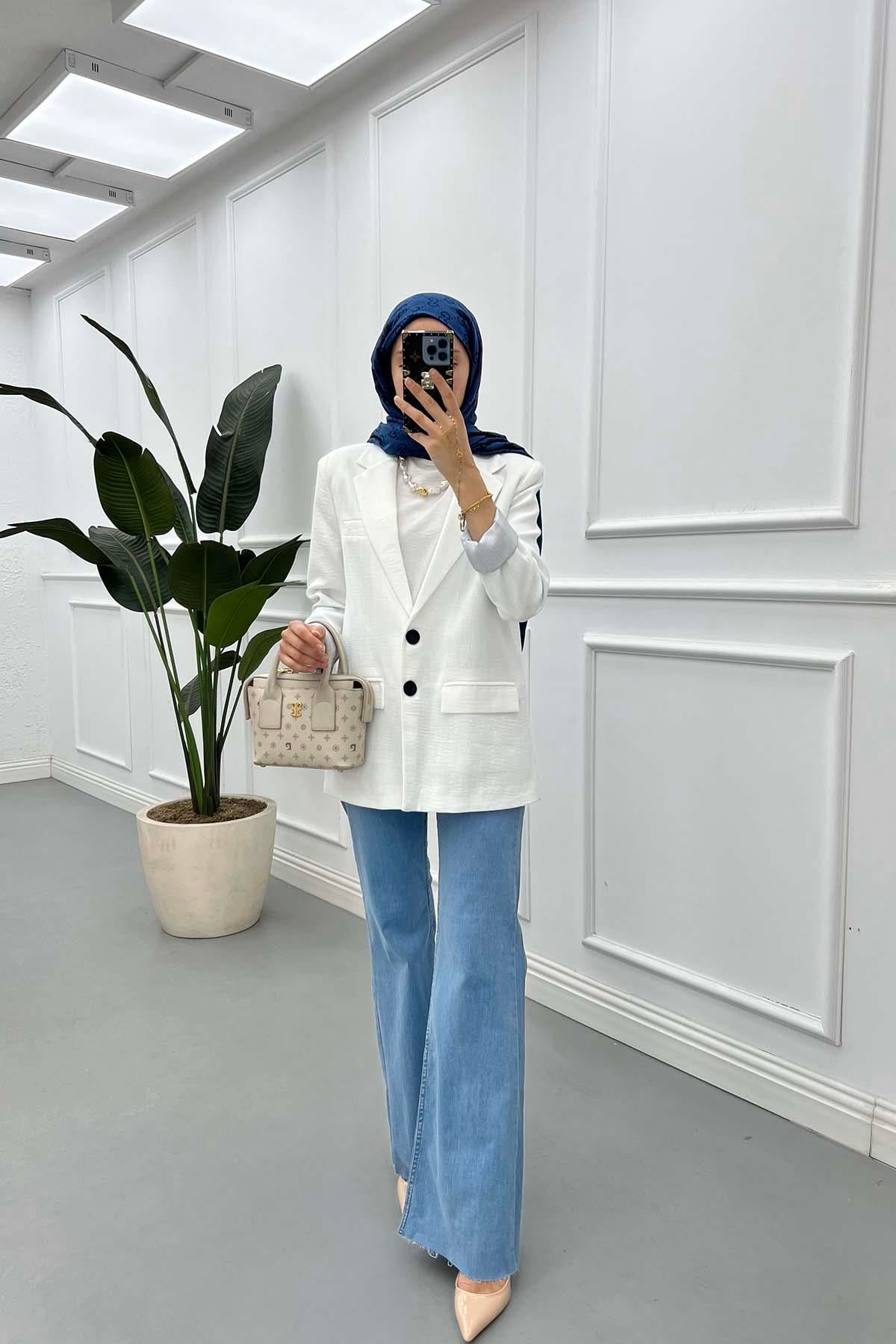 Geniş Paça Kot Pantalon Mavi