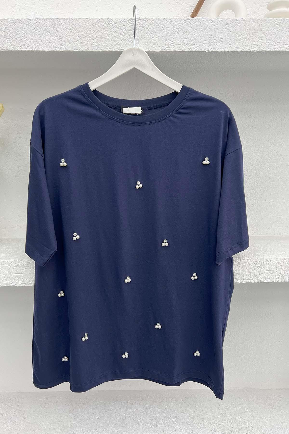 İncili T-Shirt Lacivert
