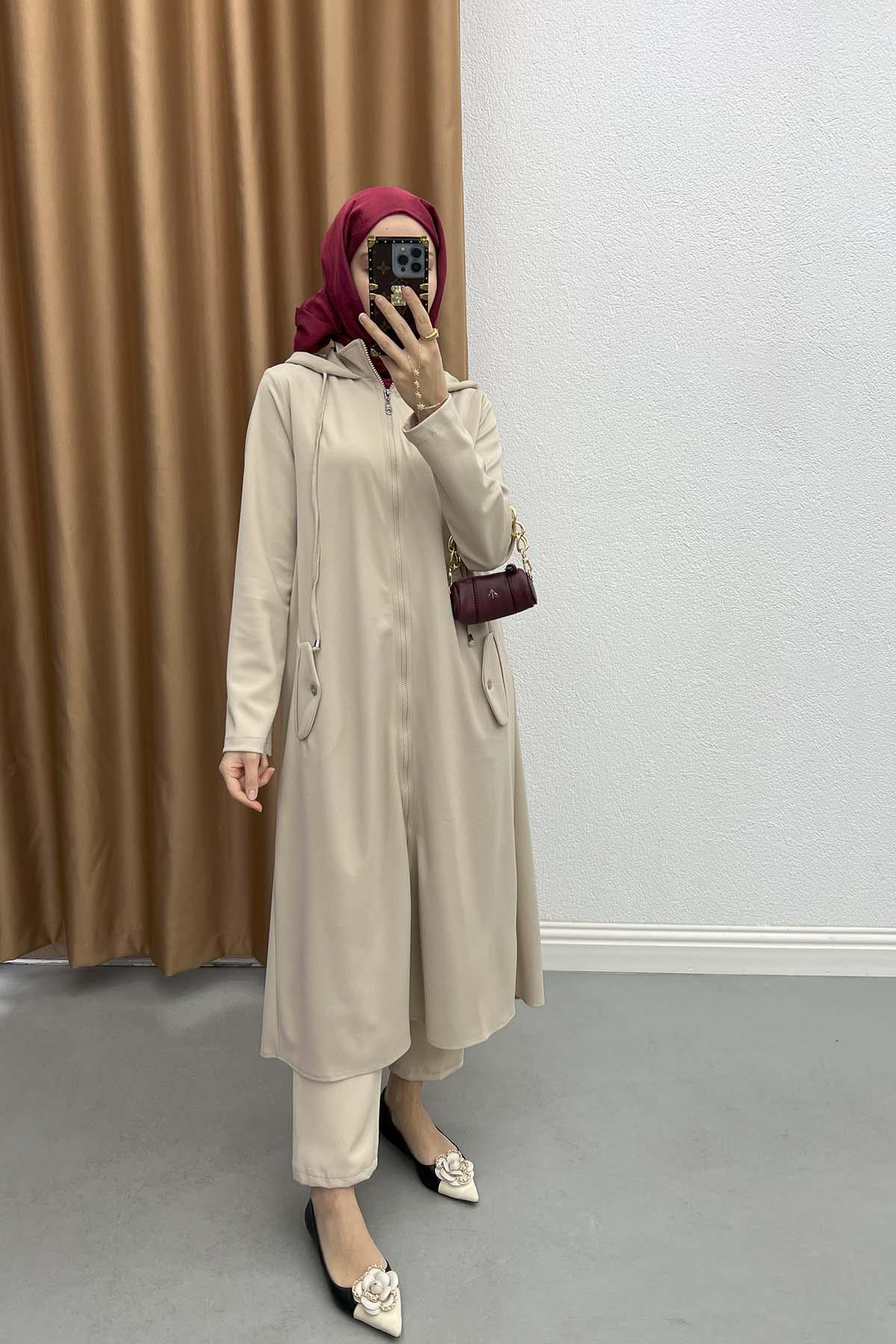 Kapüşonlu Tunik Taş