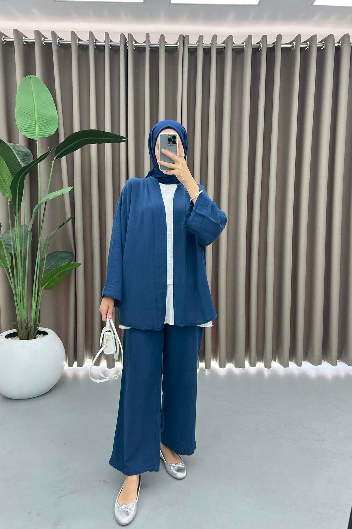 Keten Kimono Takım Lacivert