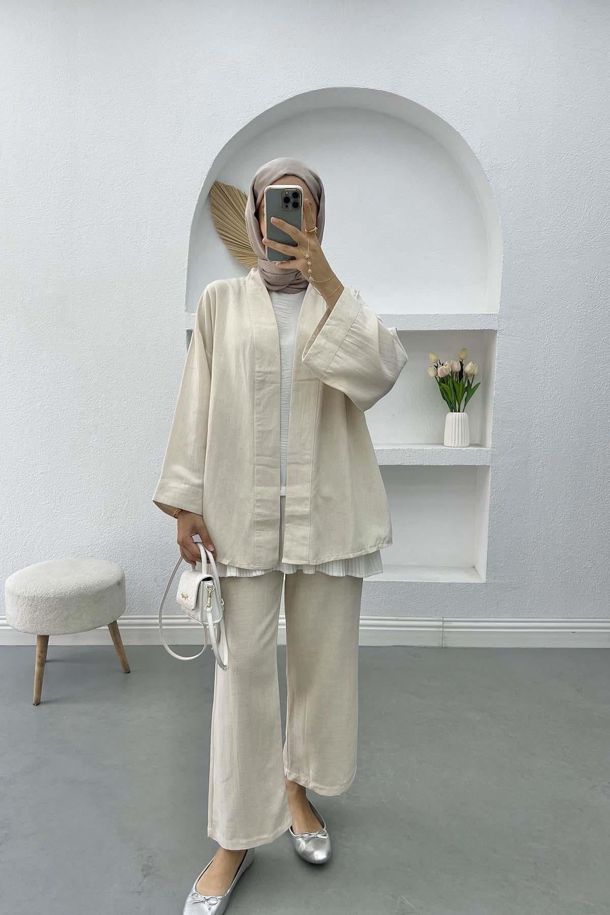 Keten Kimono Takım Taş