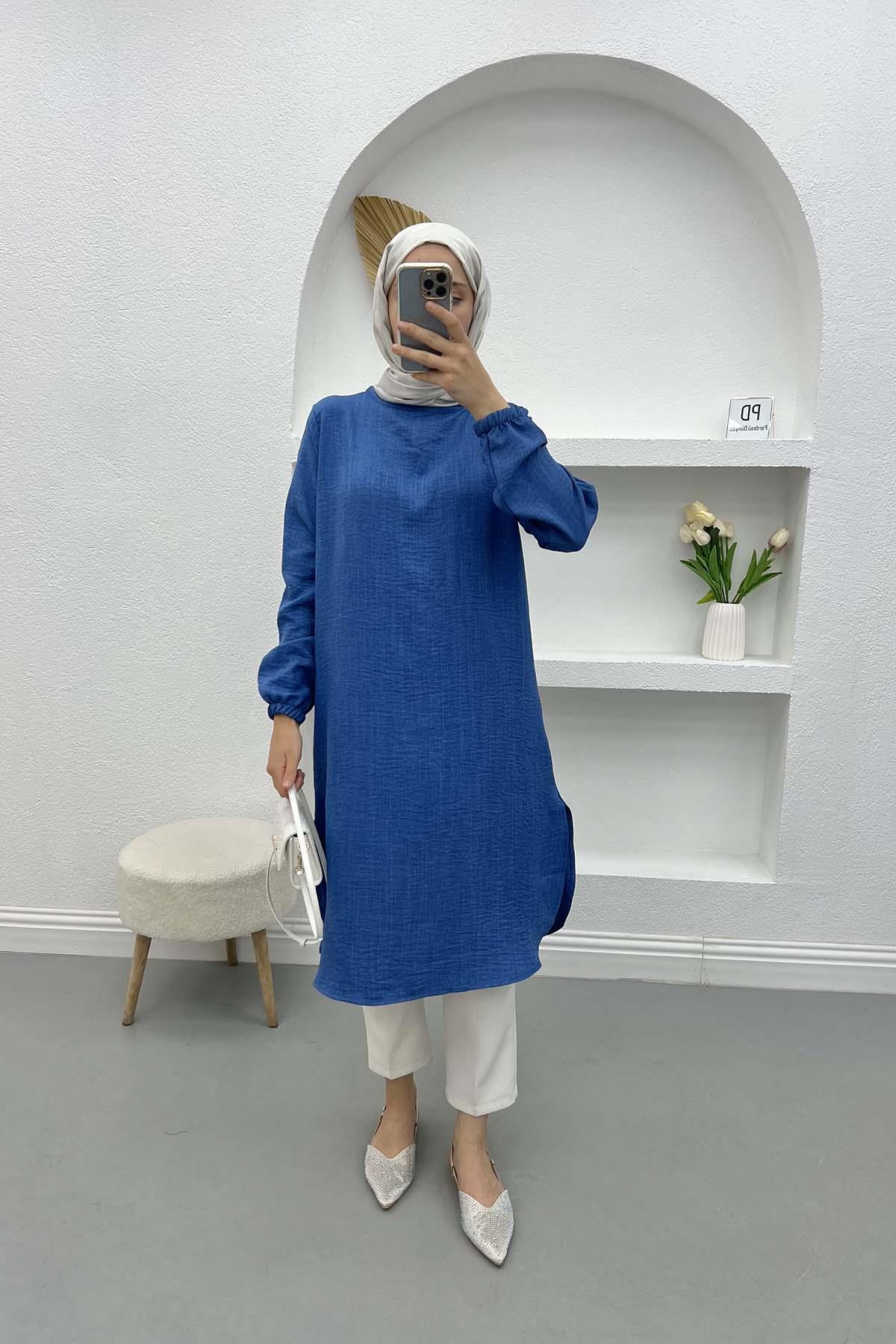 Keten Tunik Mavi