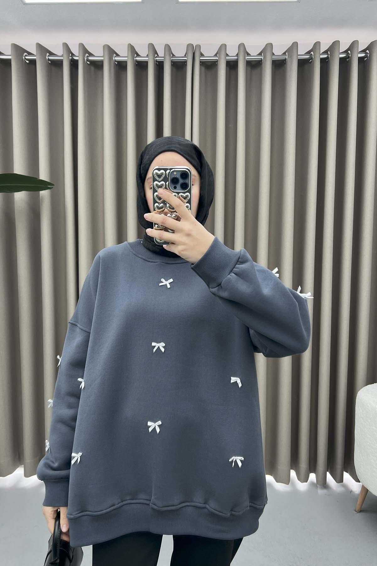 Kurdeleli Sweatshirt Antrasit