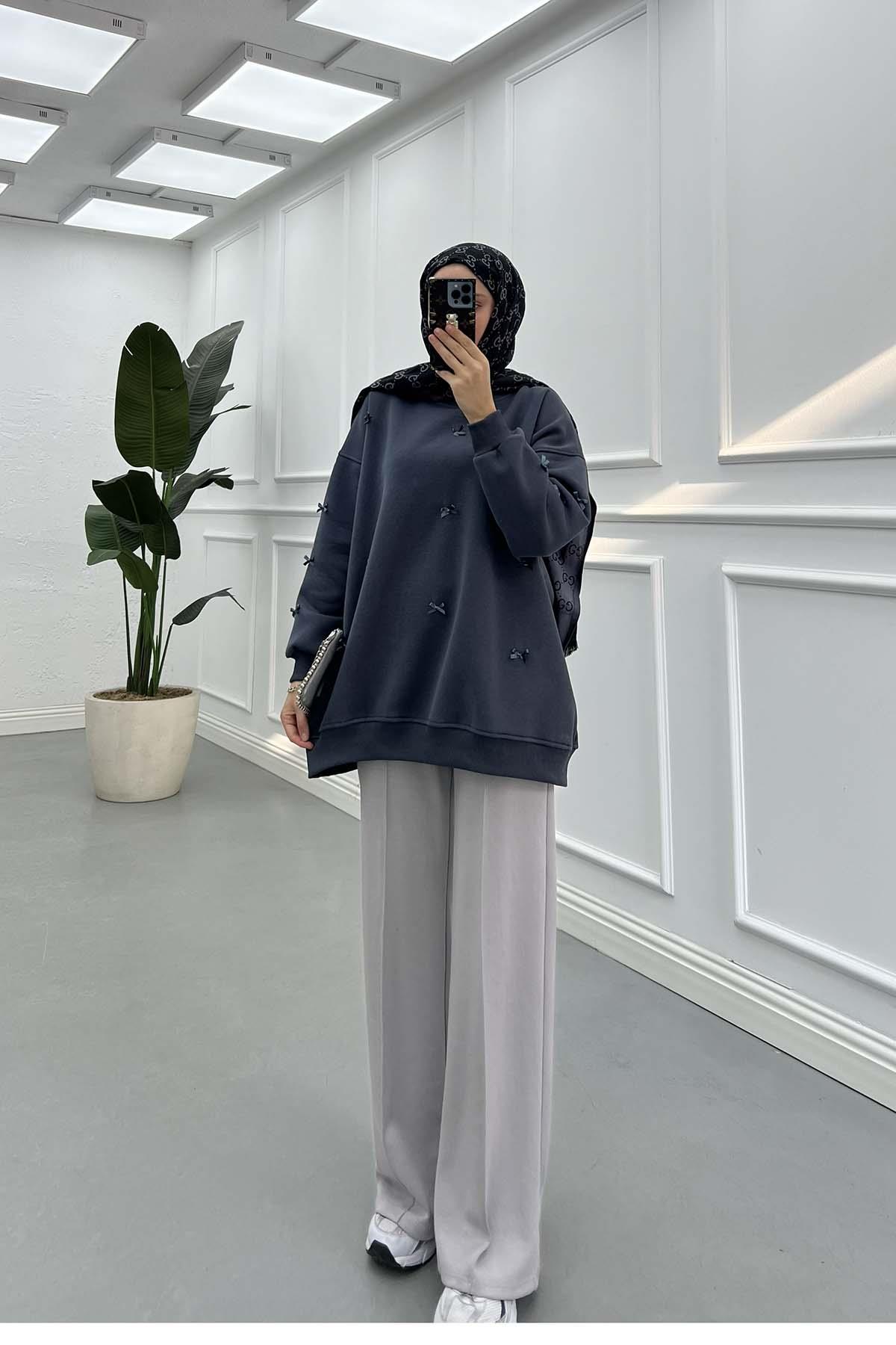 Kurdeleli Sweatshirt Antrasit
