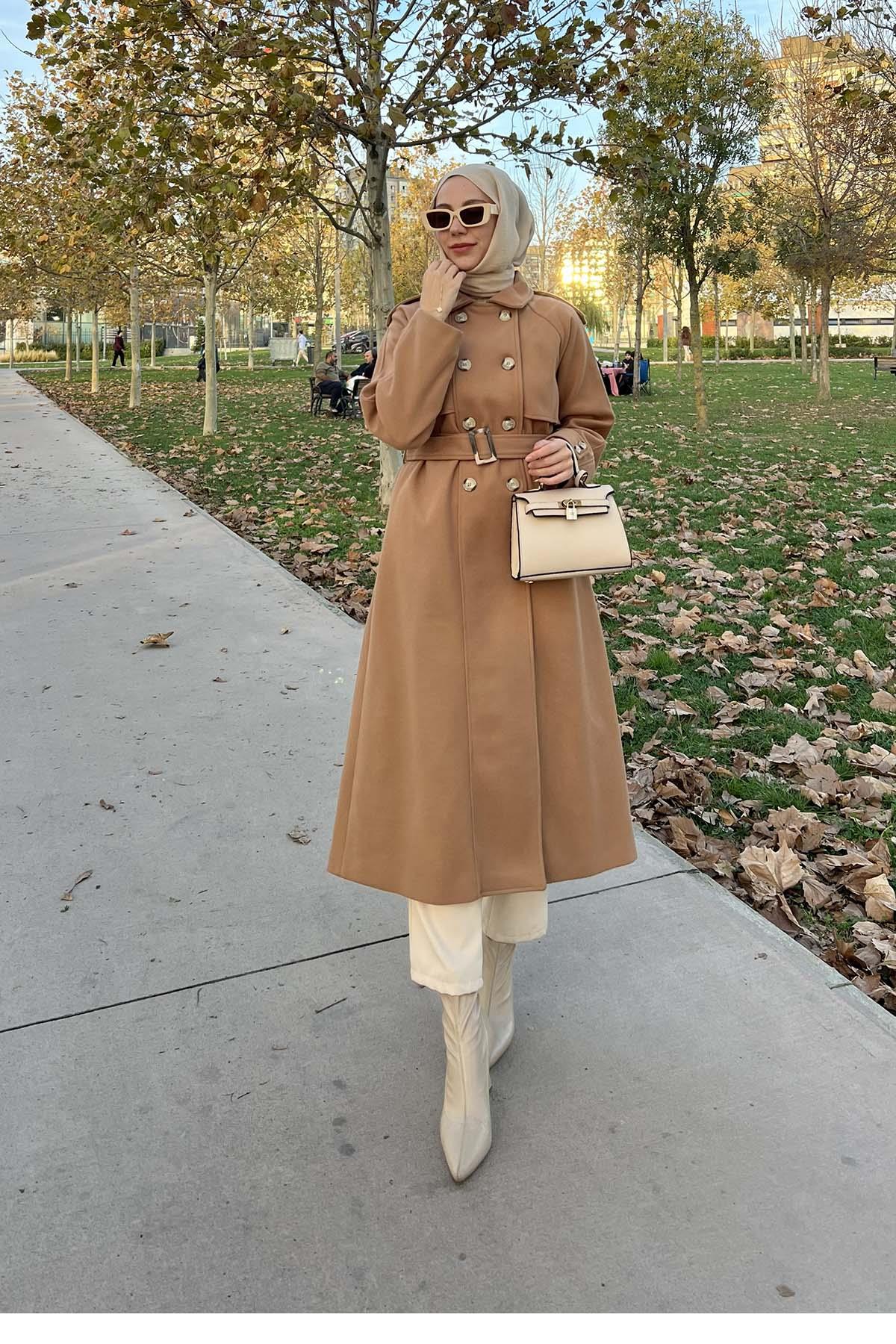 Kuşaklı Kaşe Kaban Kahve