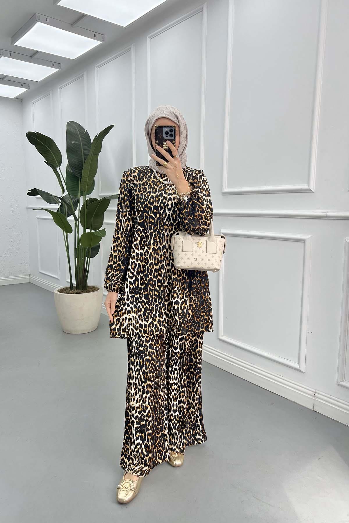 Leoparlı Tunik Takım Leopar