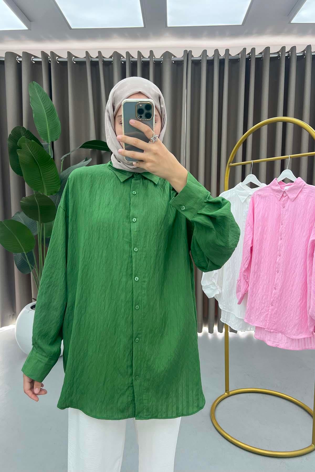 Oval Kesim Gömlek Haki