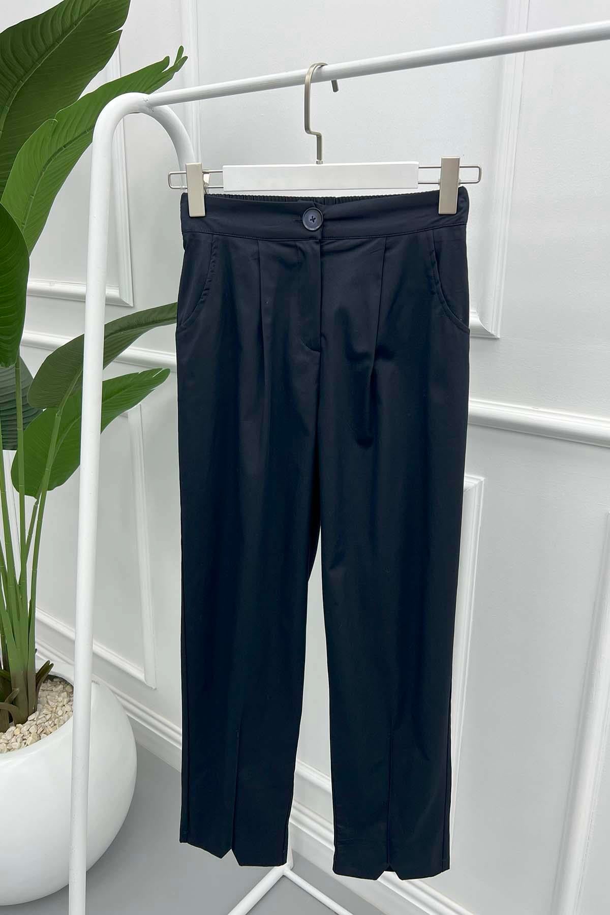 Paça Yırtmaçlı Pantolon Lacivert