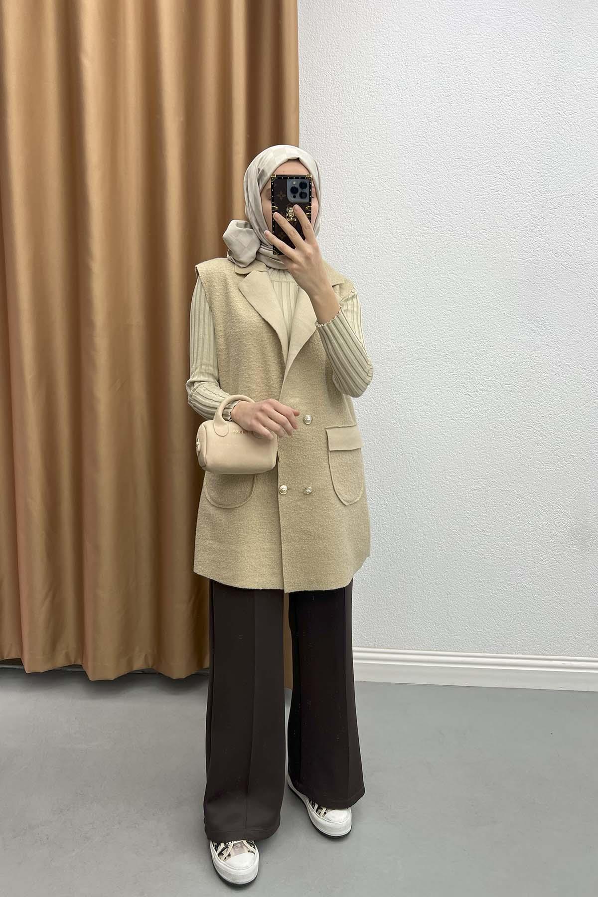 Peluş Yelek Bej