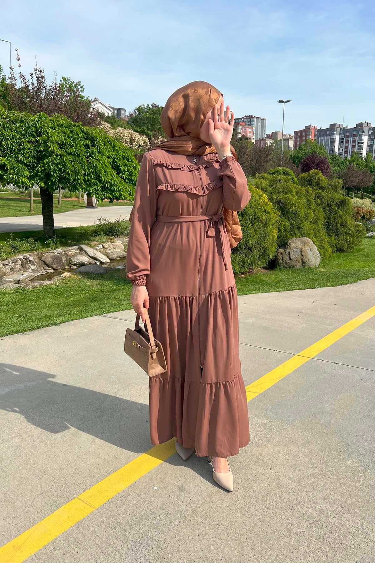 Pile Detaylı Ferace Taba
