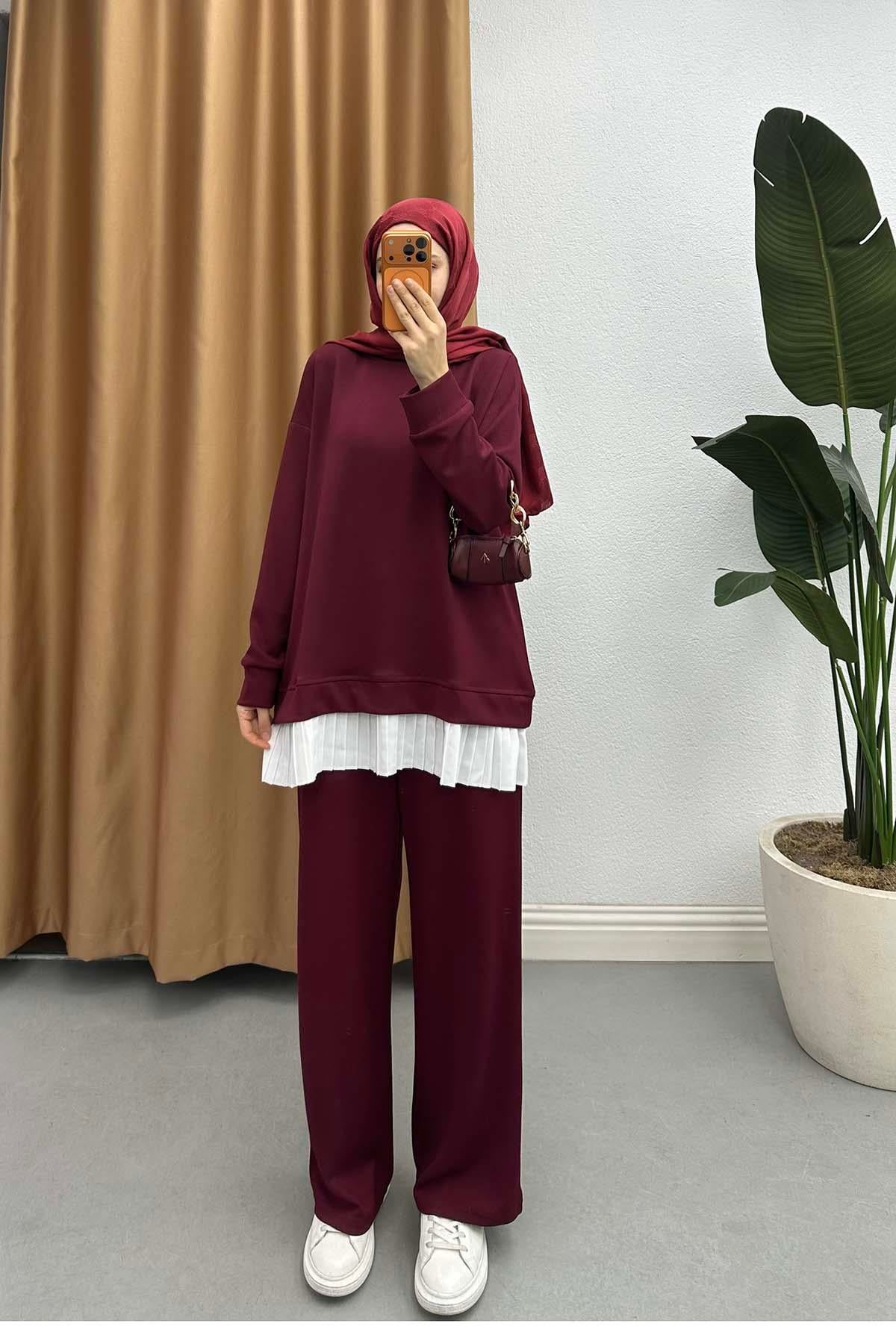 Pilise Detasylı Oysh Takım Bordo
