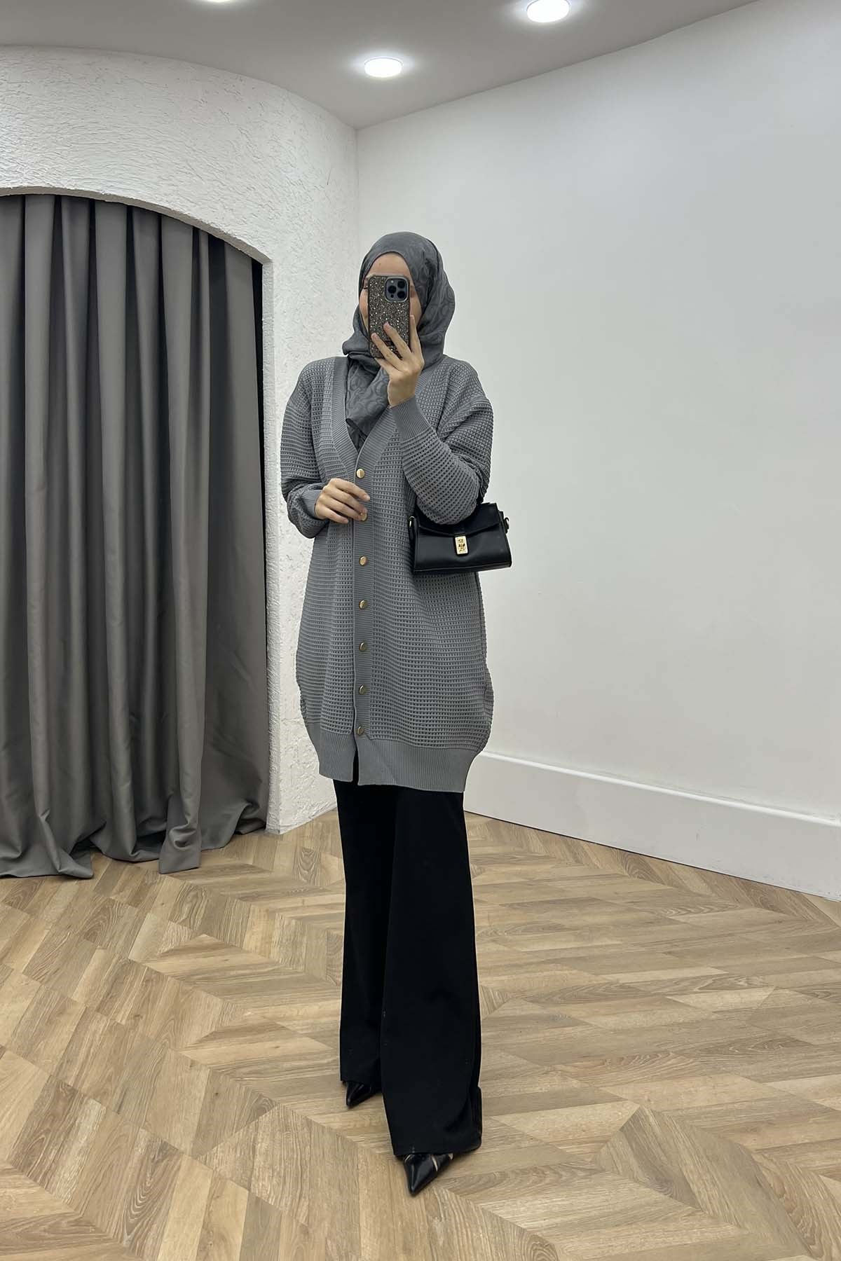 POLYELİT FİLELİ HIRKA Açık Gri