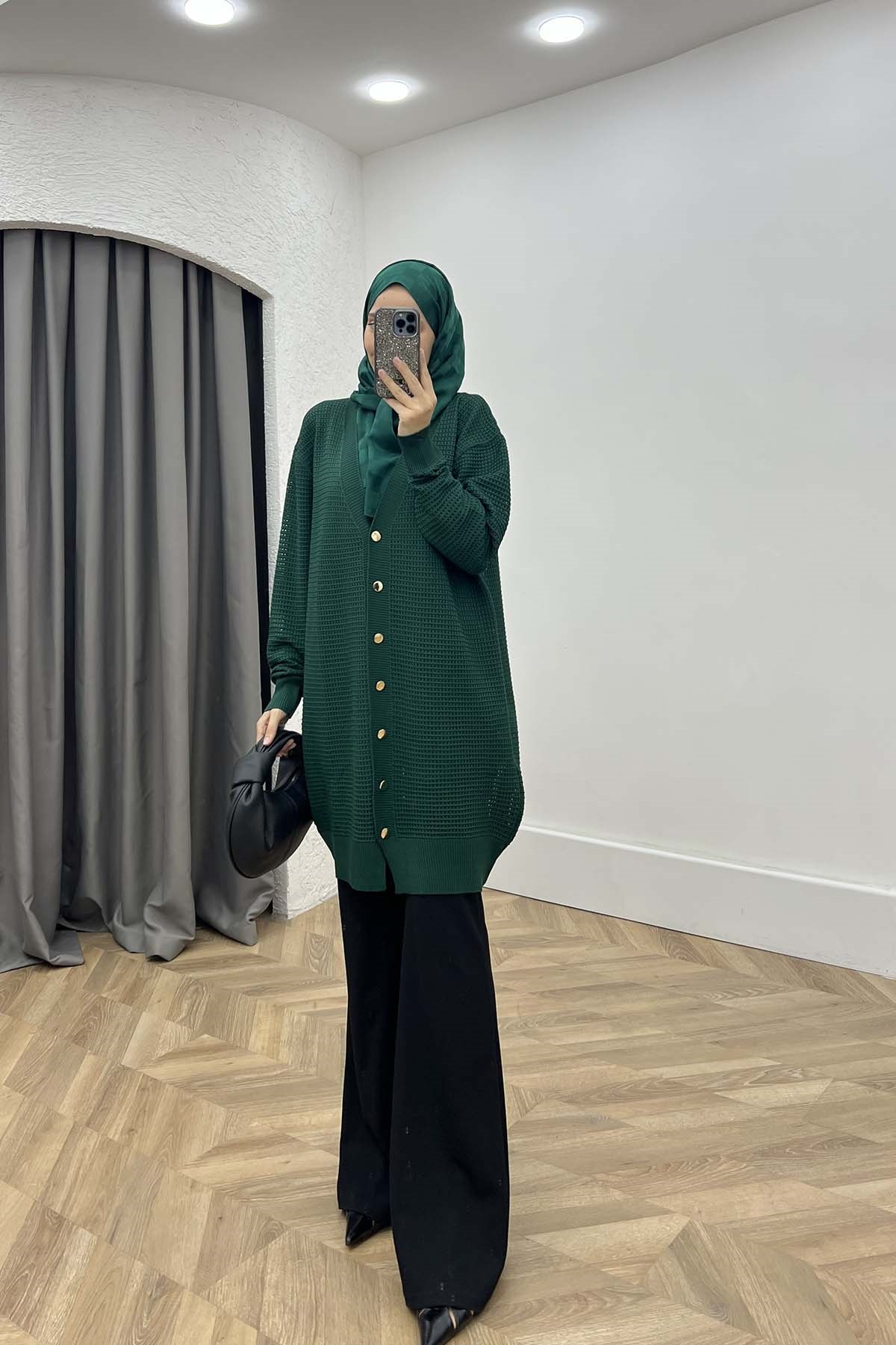 POLYELİT FİLELİ HIRKA Zümrüt Yeşili