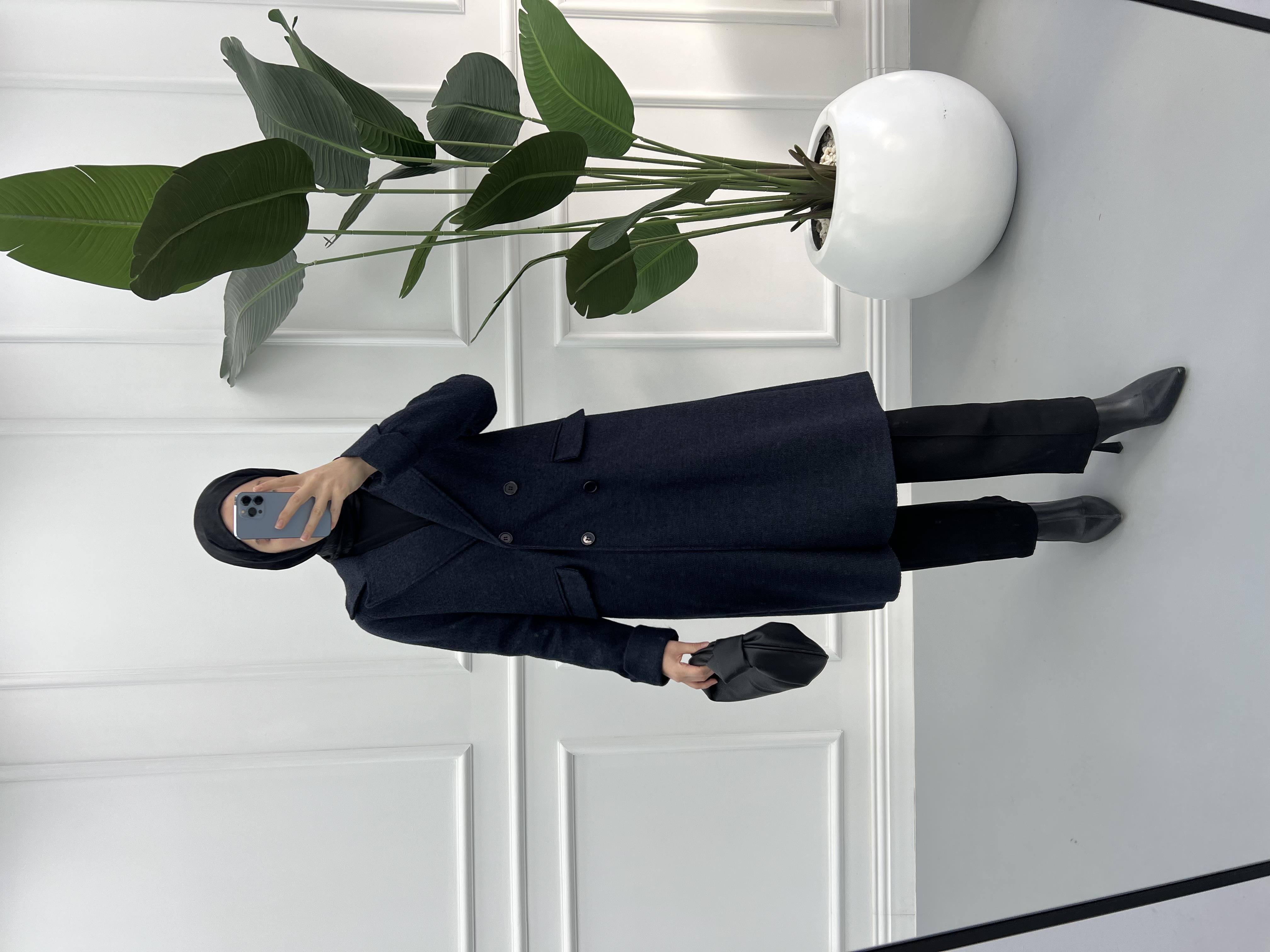 Premium Kaşe Kaban Lacivert