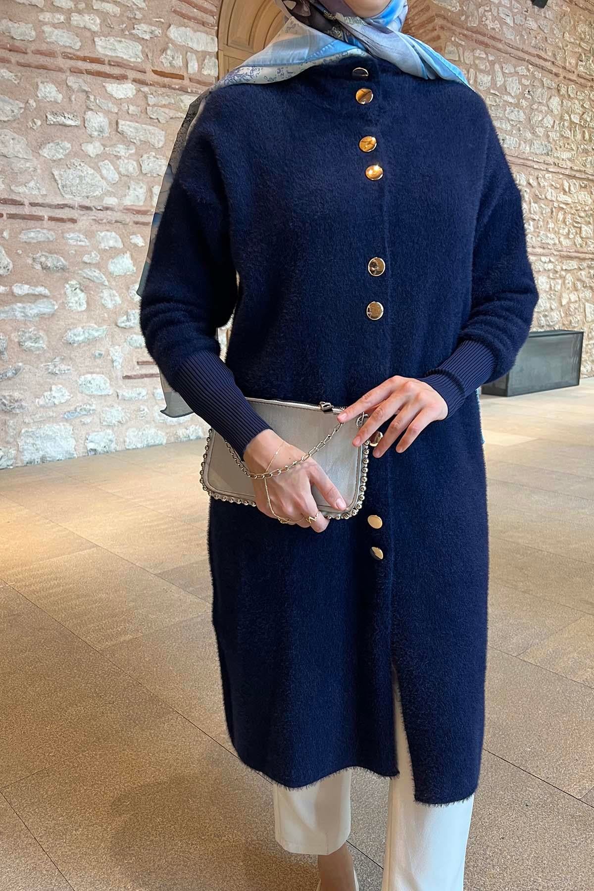 Sakallı Uzun Hırka Lacivert