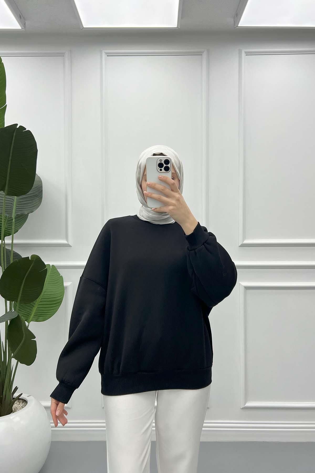 Şardonlu Sweatshirt Siyah