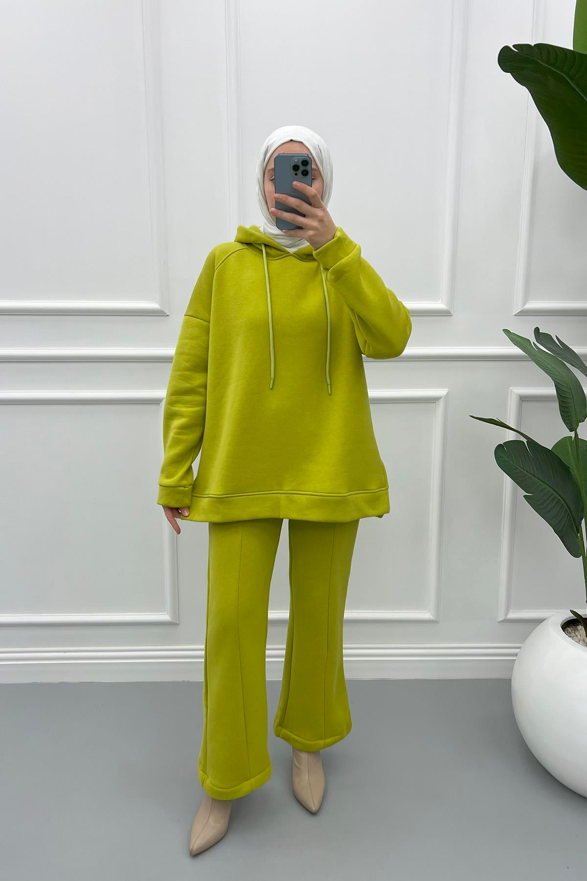 Şordonlu Sweat Takım Yağ Yeşili