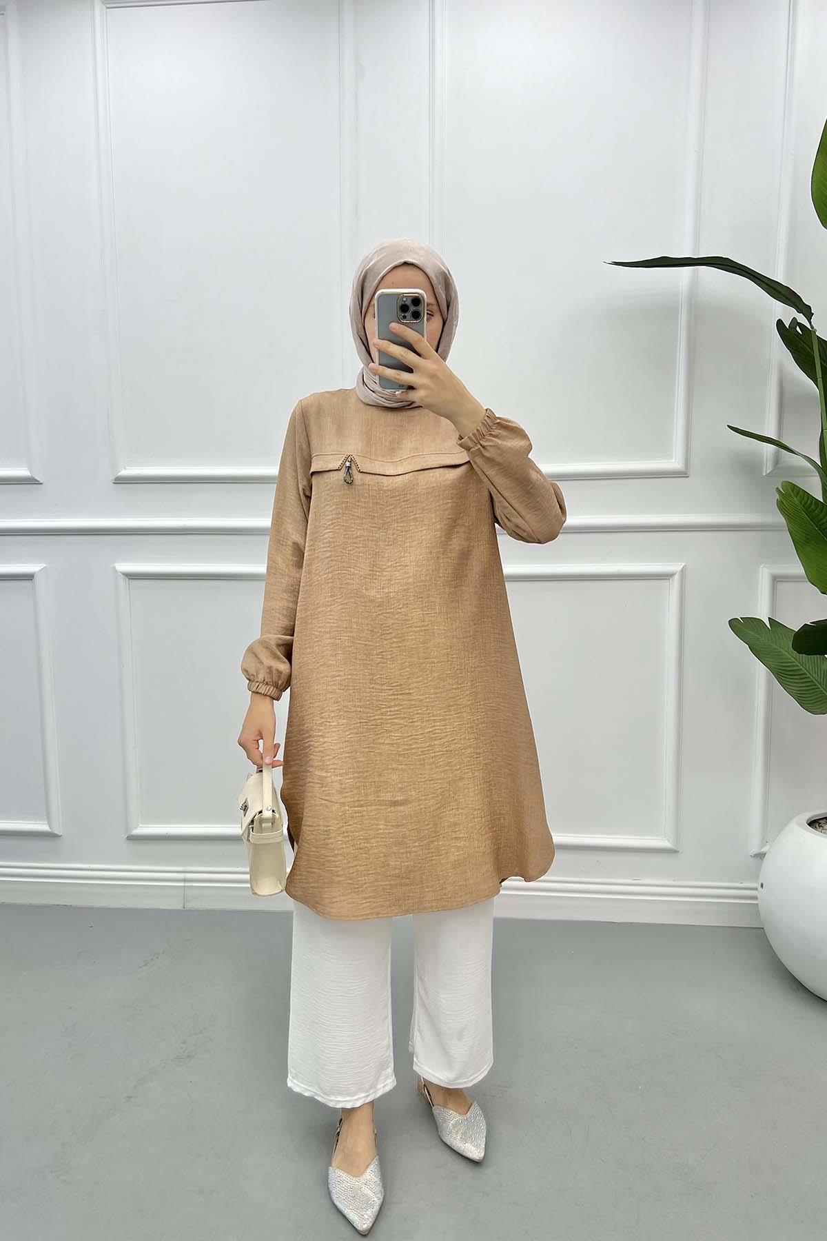 Taş Detaylı Tunik Kahve